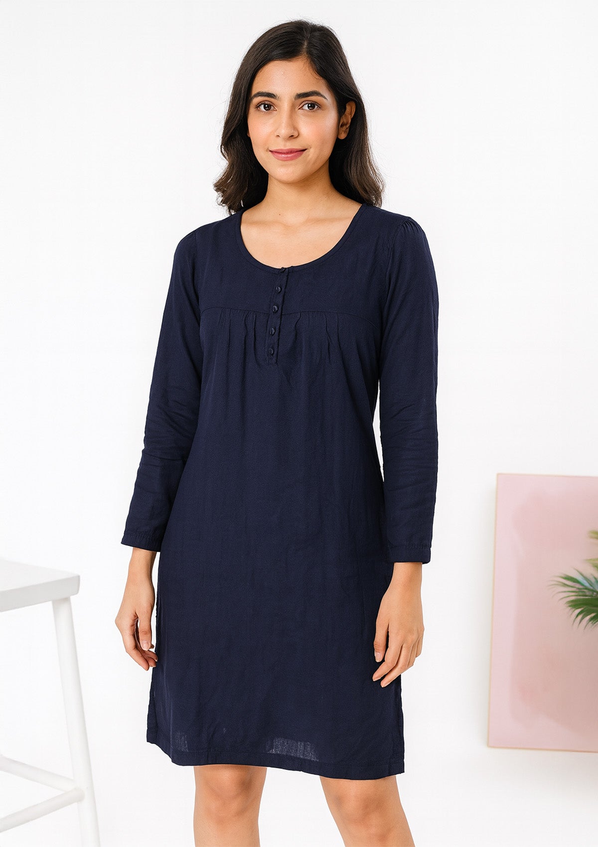 One Piece Woolen Midi Dress Navy with Cozy Winter Wear ClothingSutra One Piece Woolen Midi Dress Navy with Cozy Winter Wear ClothingSutra