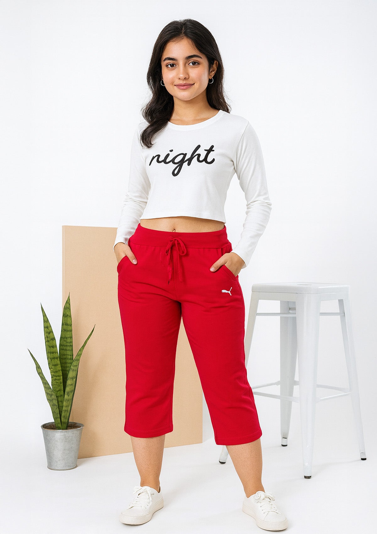 Red Warm Capri Trouser for Women – Soft Fleece Touch