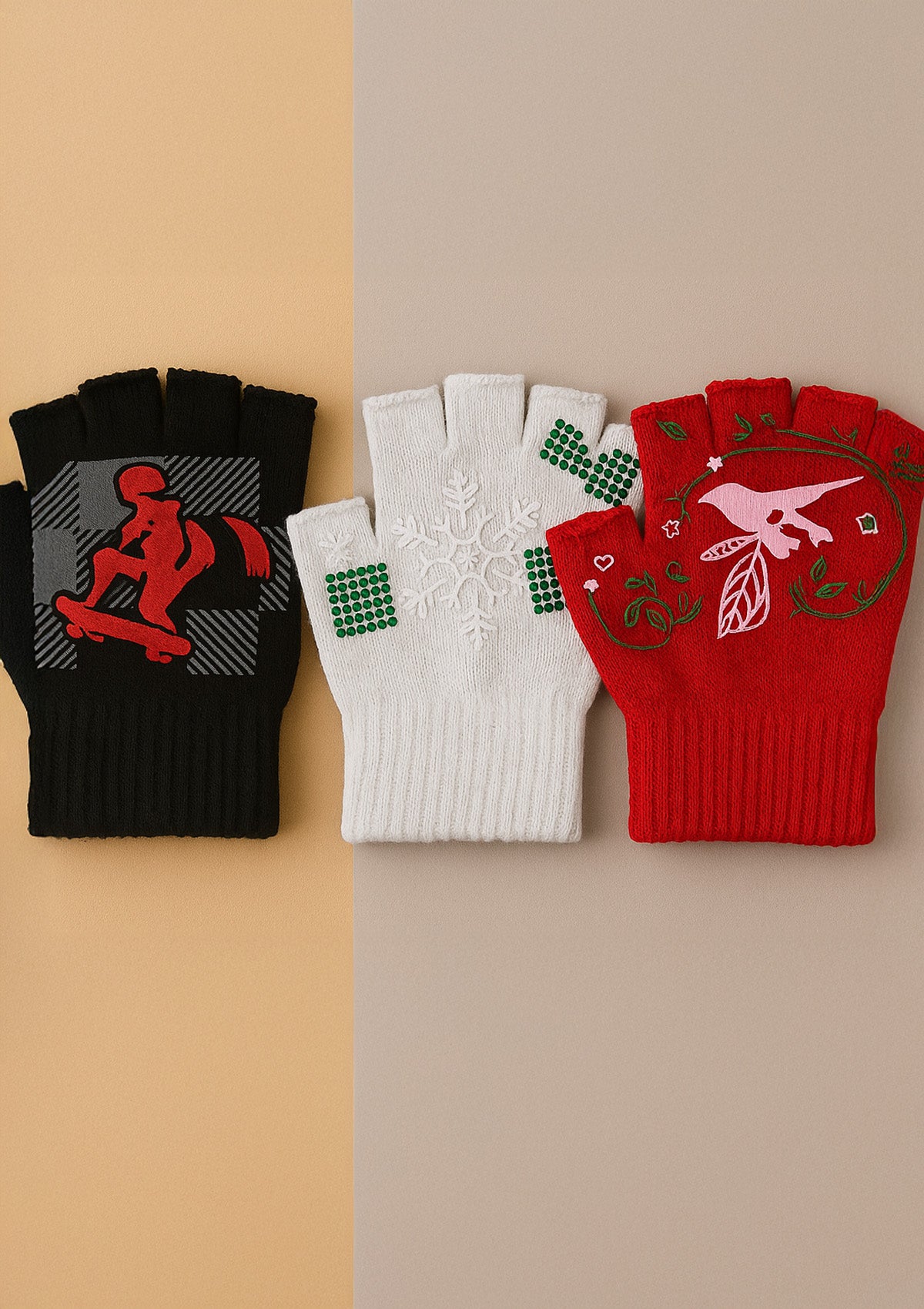 Half Finger Knit Gloves Set of 3 – Typing Friendly Fingerless Mitts