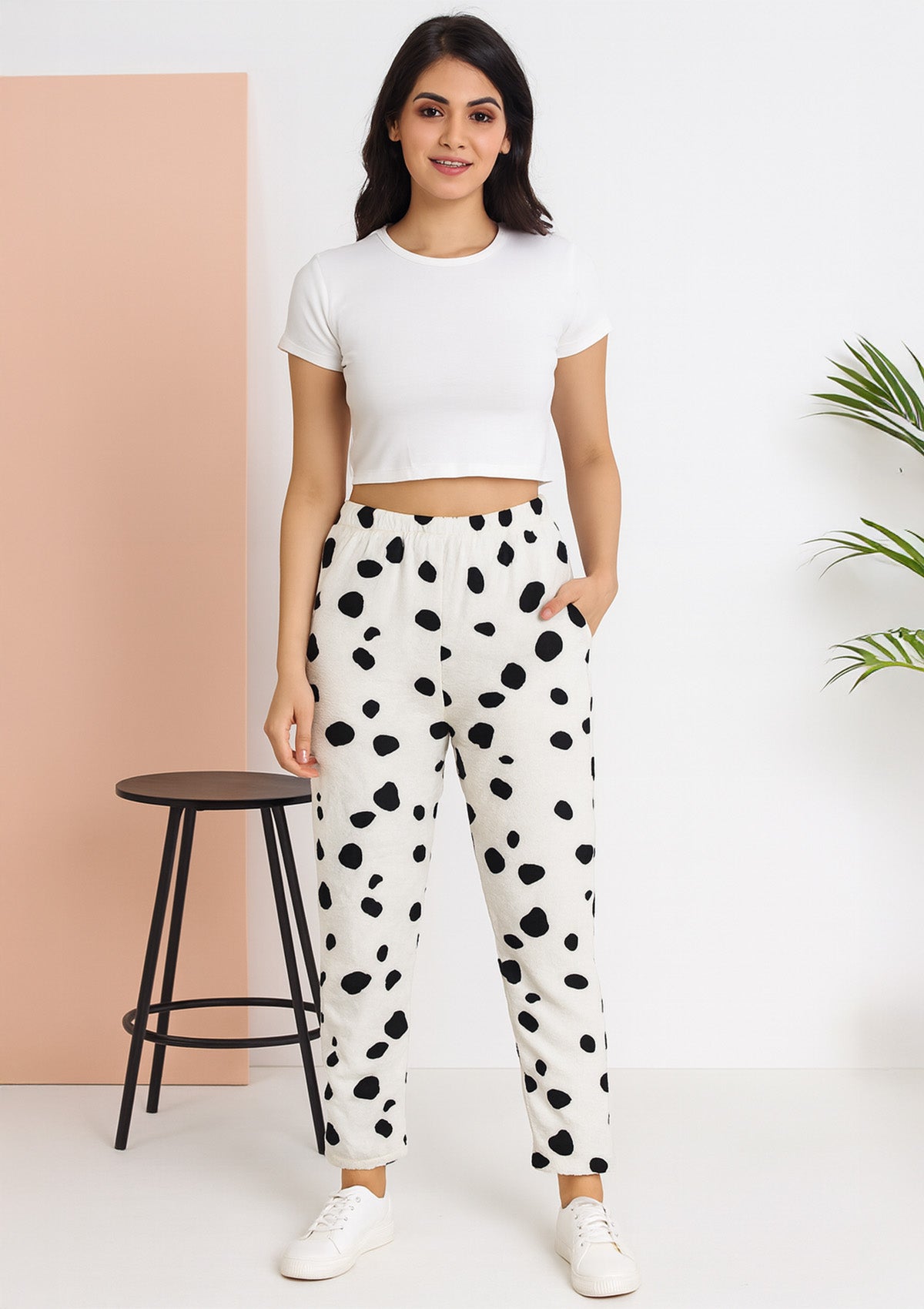 Dalmatian Print Velvet Lower – Ultra Soft Winter Lounge Pants