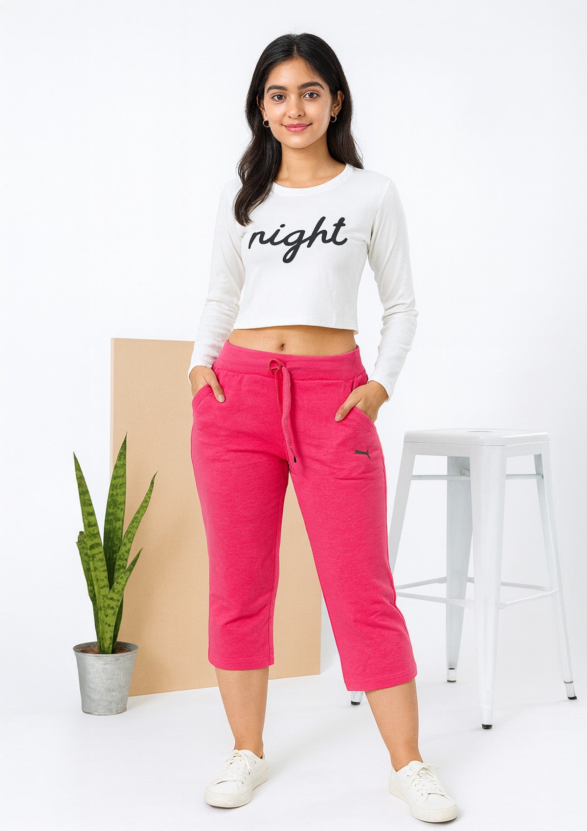 Rose Pink Warm Capri Trouser – Soft Fleece Touch