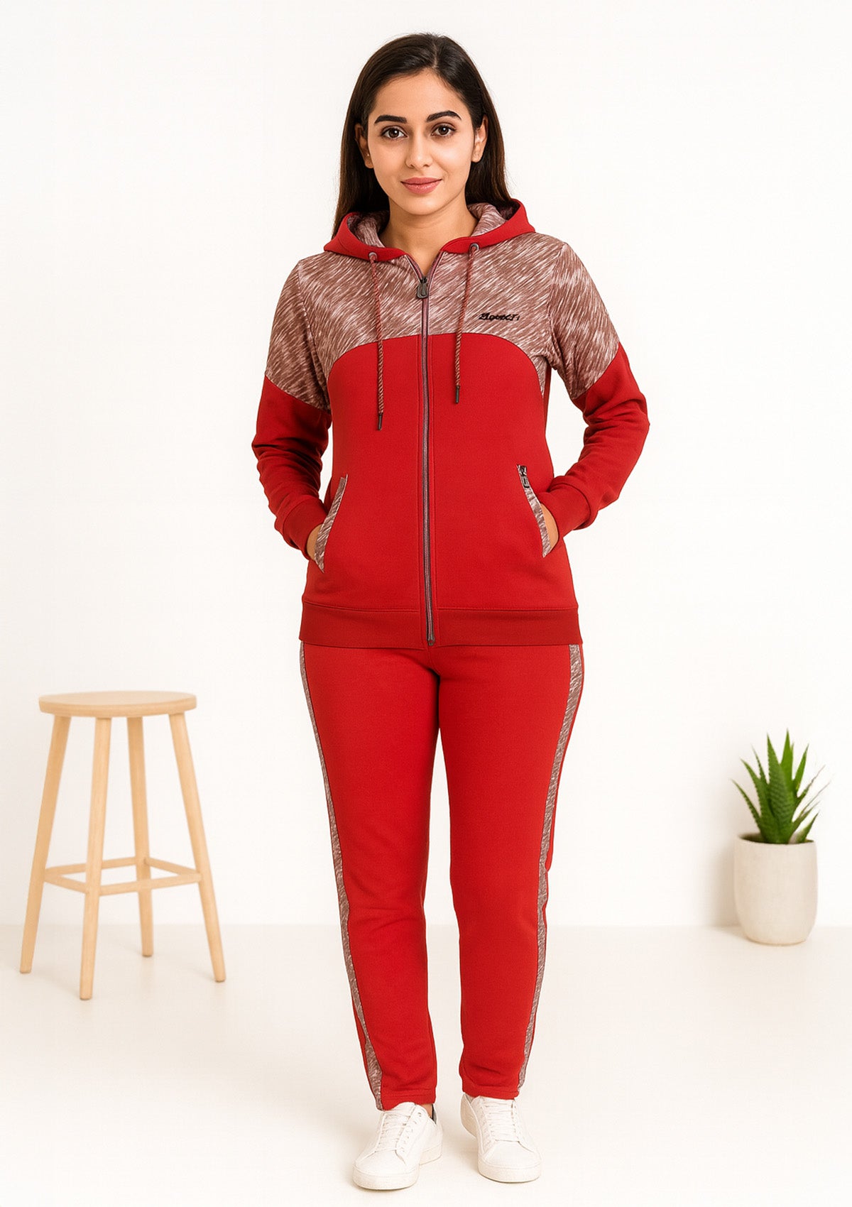 Colorblock Tracksuit for Women – Zip Hoodie Jogger Set