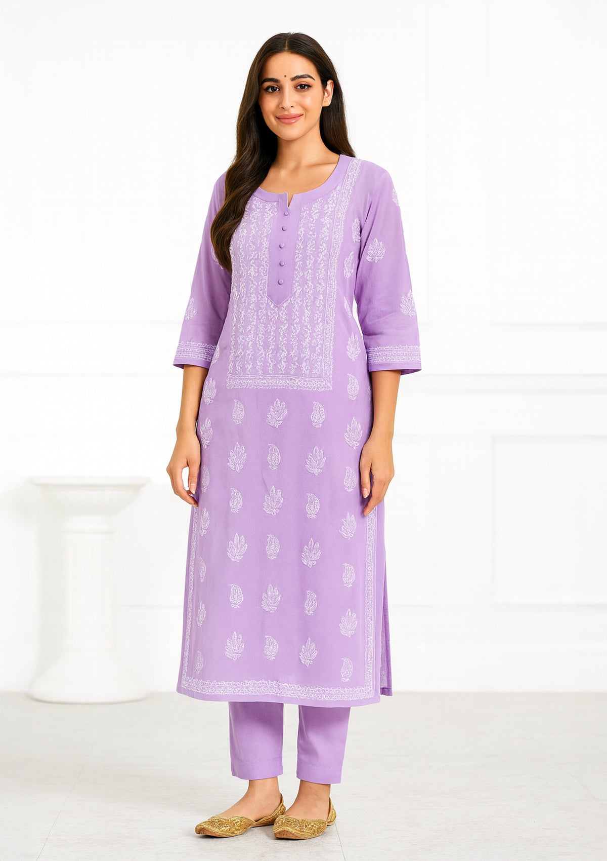 ClothingSutra Elegant Lavender Chikankari Embroidery Kurti – Georgette 40