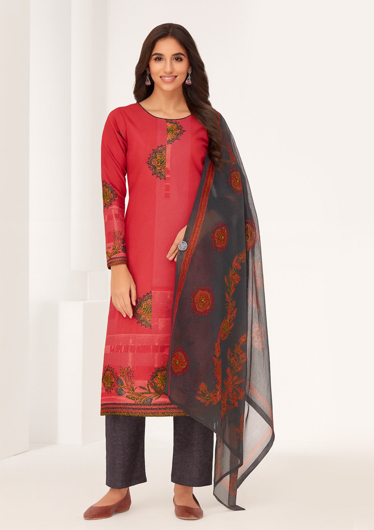 Premium Cotton Unstitched Suit Set with Printed Design and Dupatta