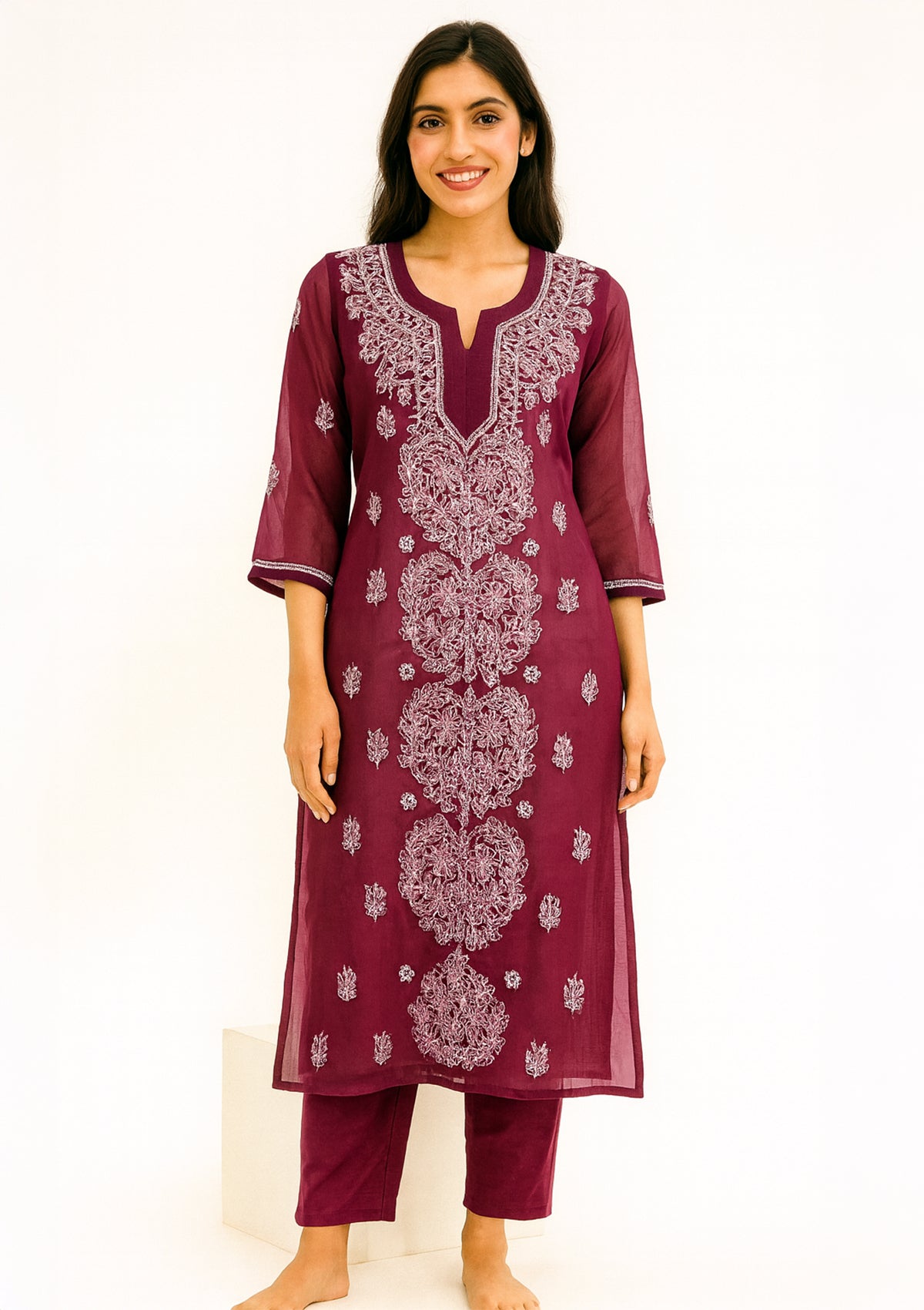 ClothingSutra Georgette Kurti with Chikankari & Mirror Work 42
