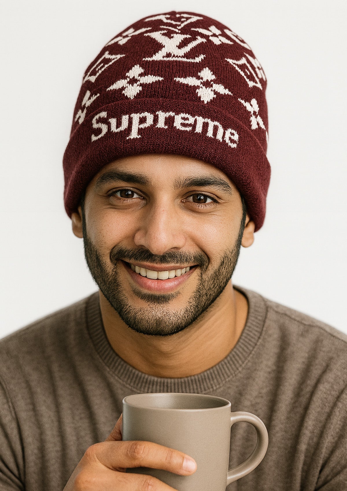Unisex Maroon Designer Woolen Winter Cap – Supreme Style Knitted Beanie