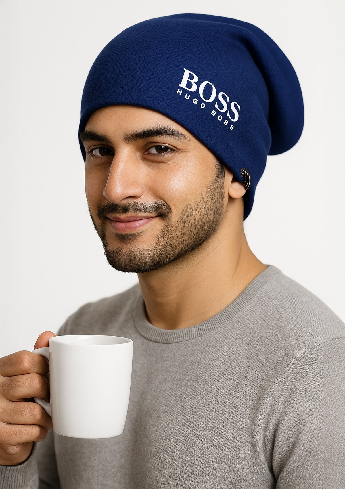 Unisex Dark Blue Winter Cap with Fleece – Soft Stretchable Beanie