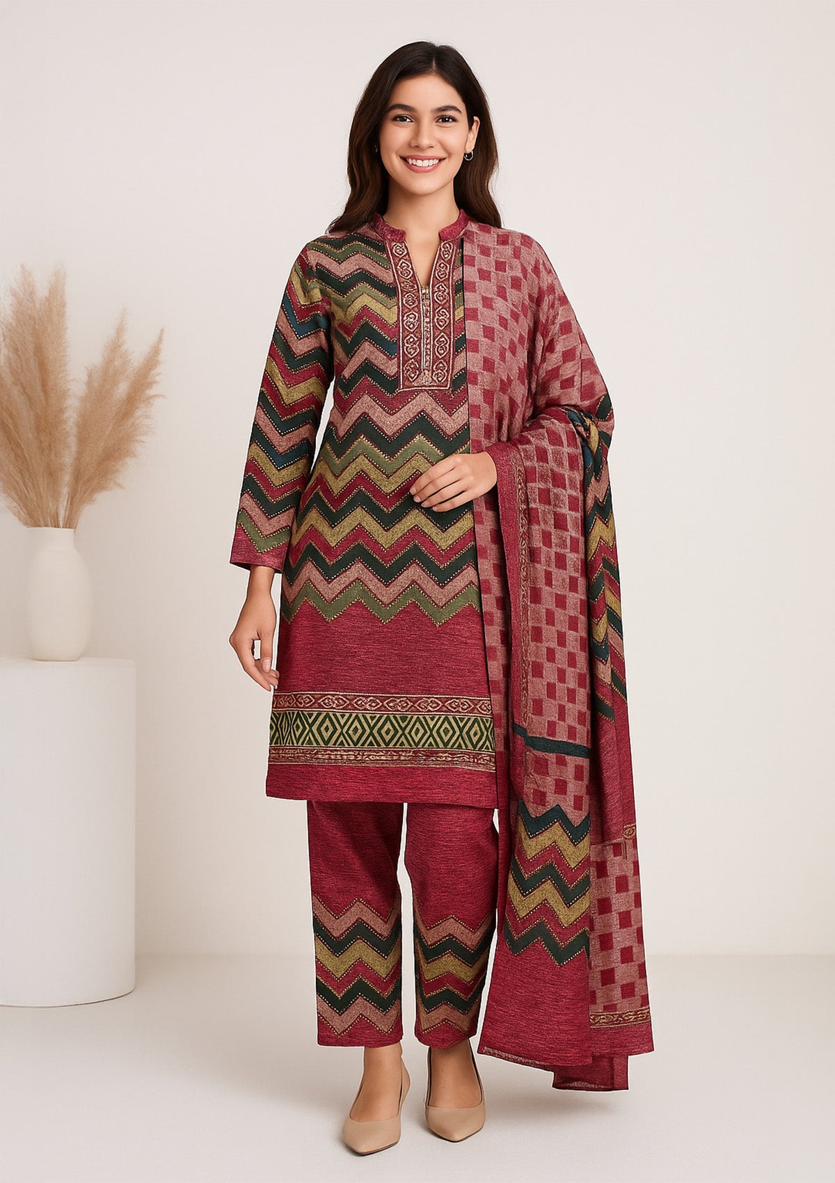 Woollen Karachi Suit – Premium Winter Wear with Dupatta
