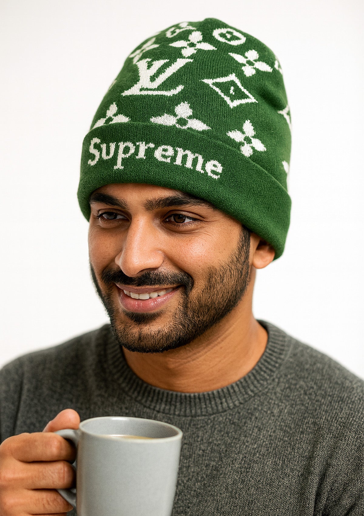 Unisex Green Designer Woolen Winter Cap – Supreme Style Knitted Beanie