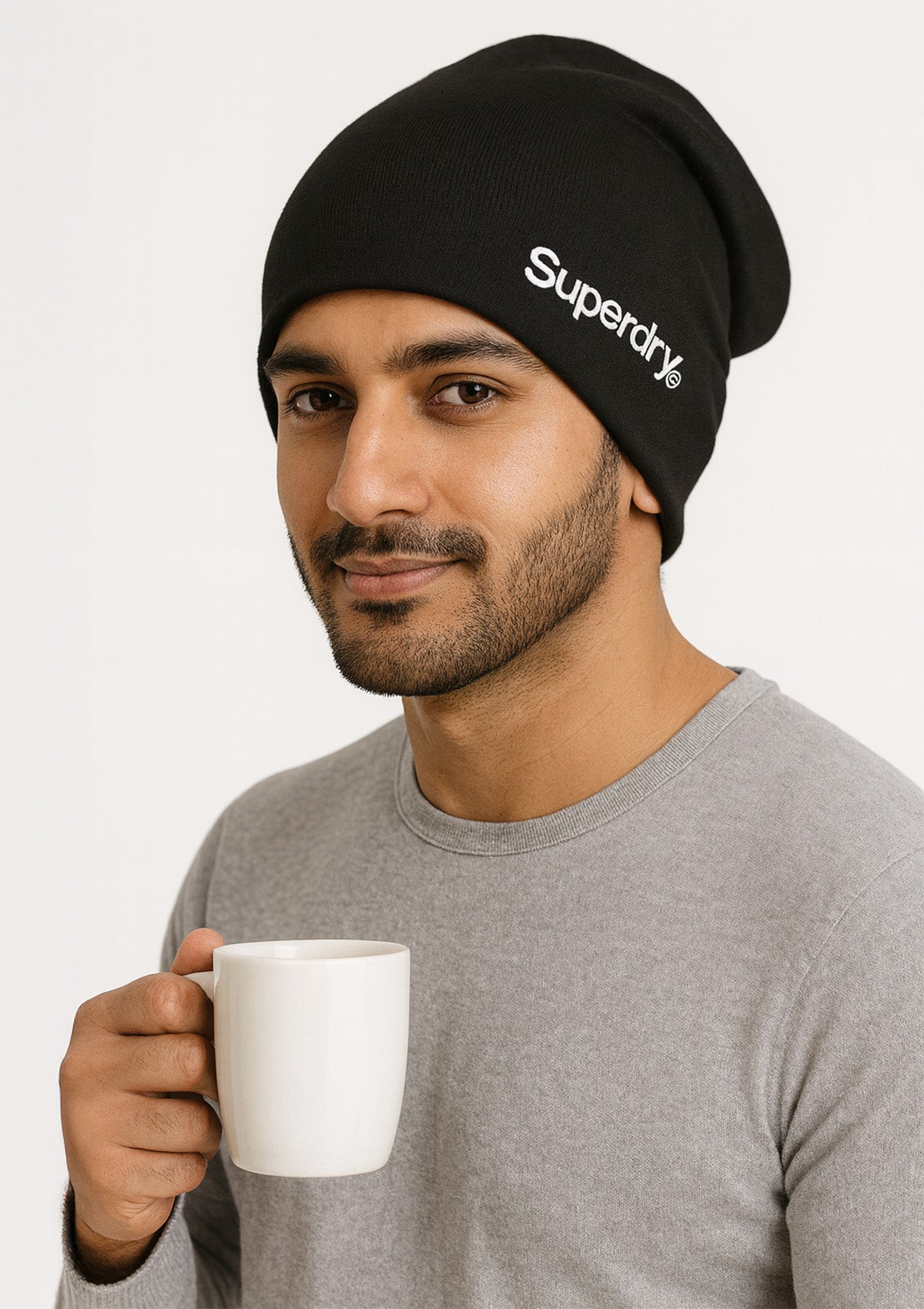 Unisex Black Woolen Winter Cap with Fleece Lining – Soft Stretchable