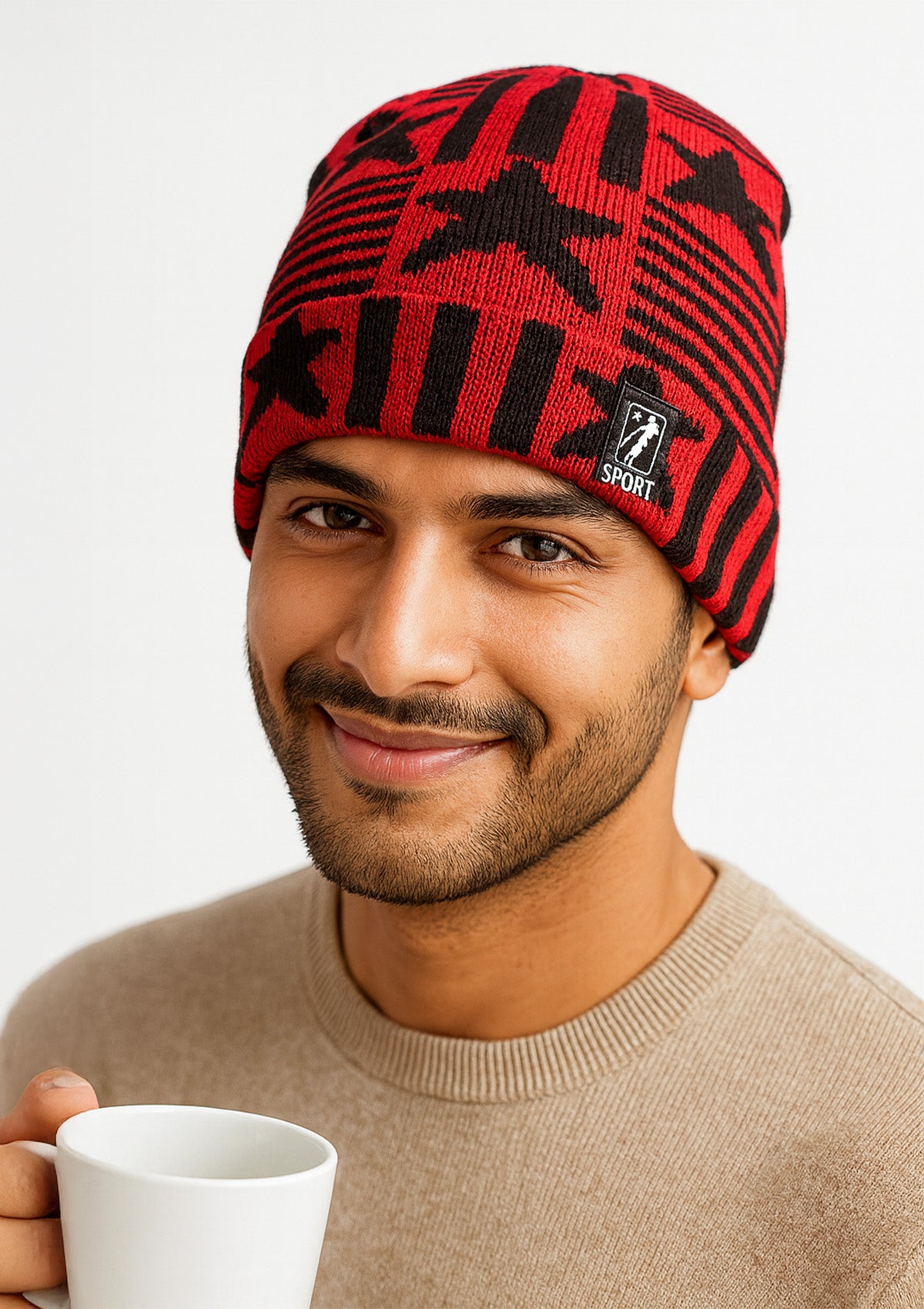 Unisex Woolen Sport Star Stripe Winter Cap – Soft Stretchable