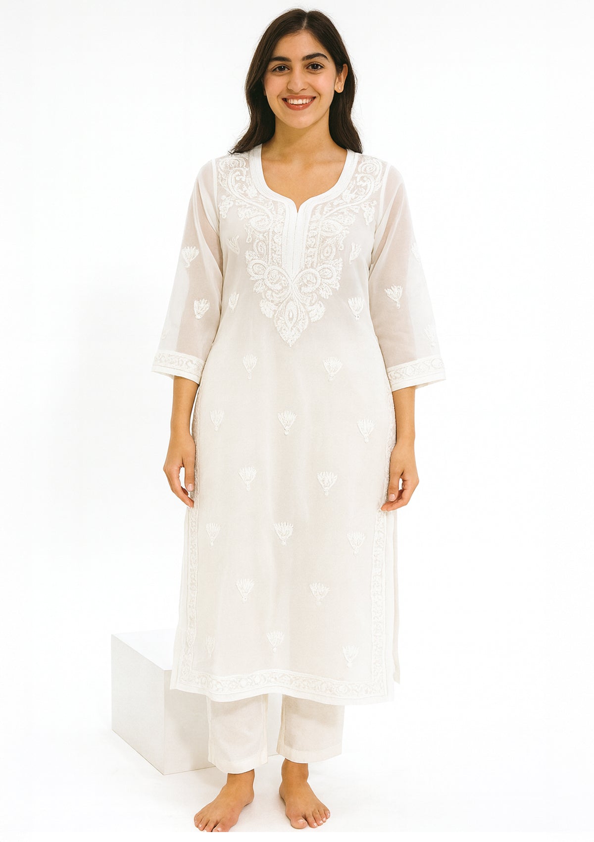 ClothingSutra Georgette Kurti with Chikankari Embroidery & Gota Patti 38