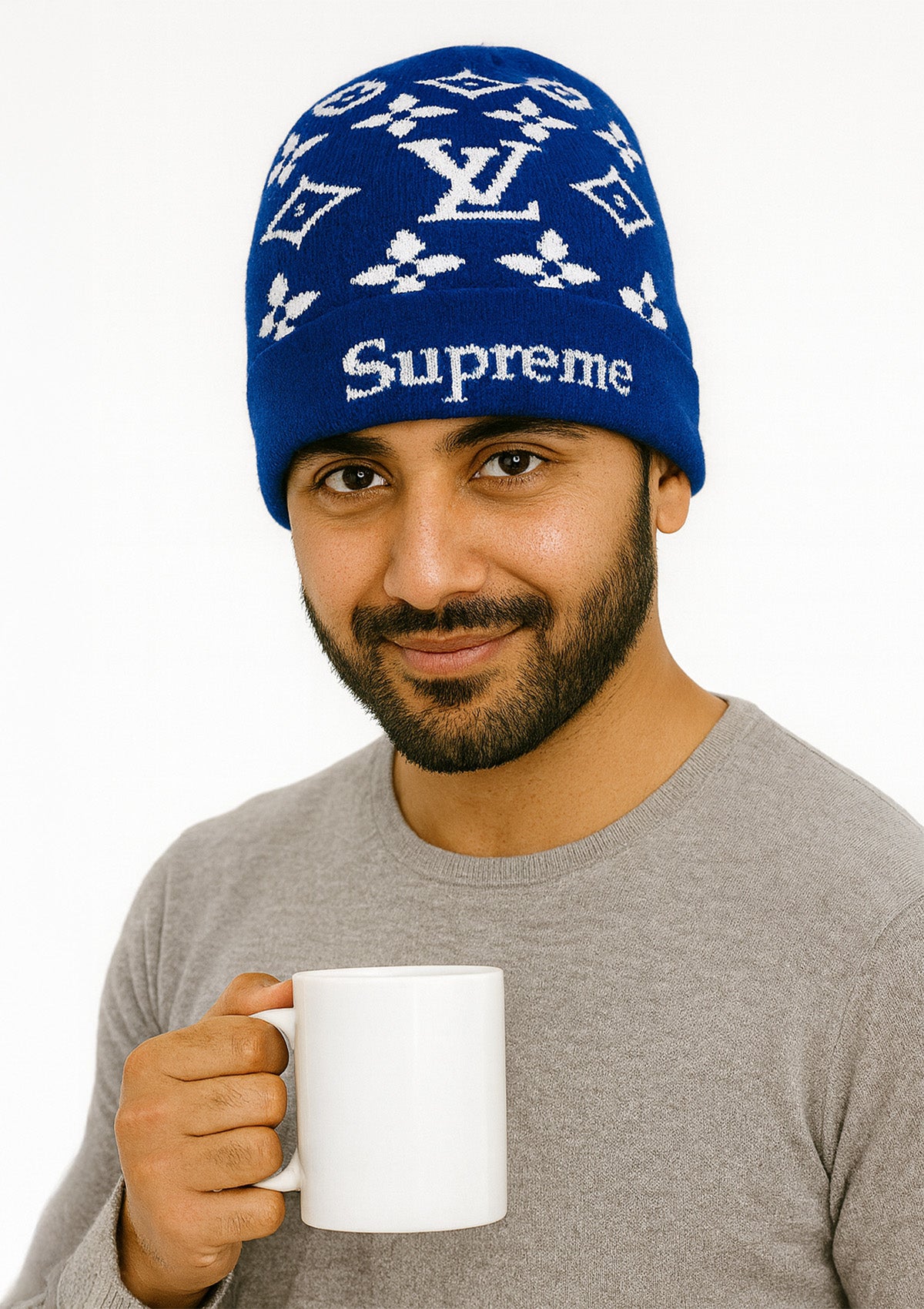 Blue Monogram Men's Beanie - Iconic Streetwear, Stylish Winter Cap