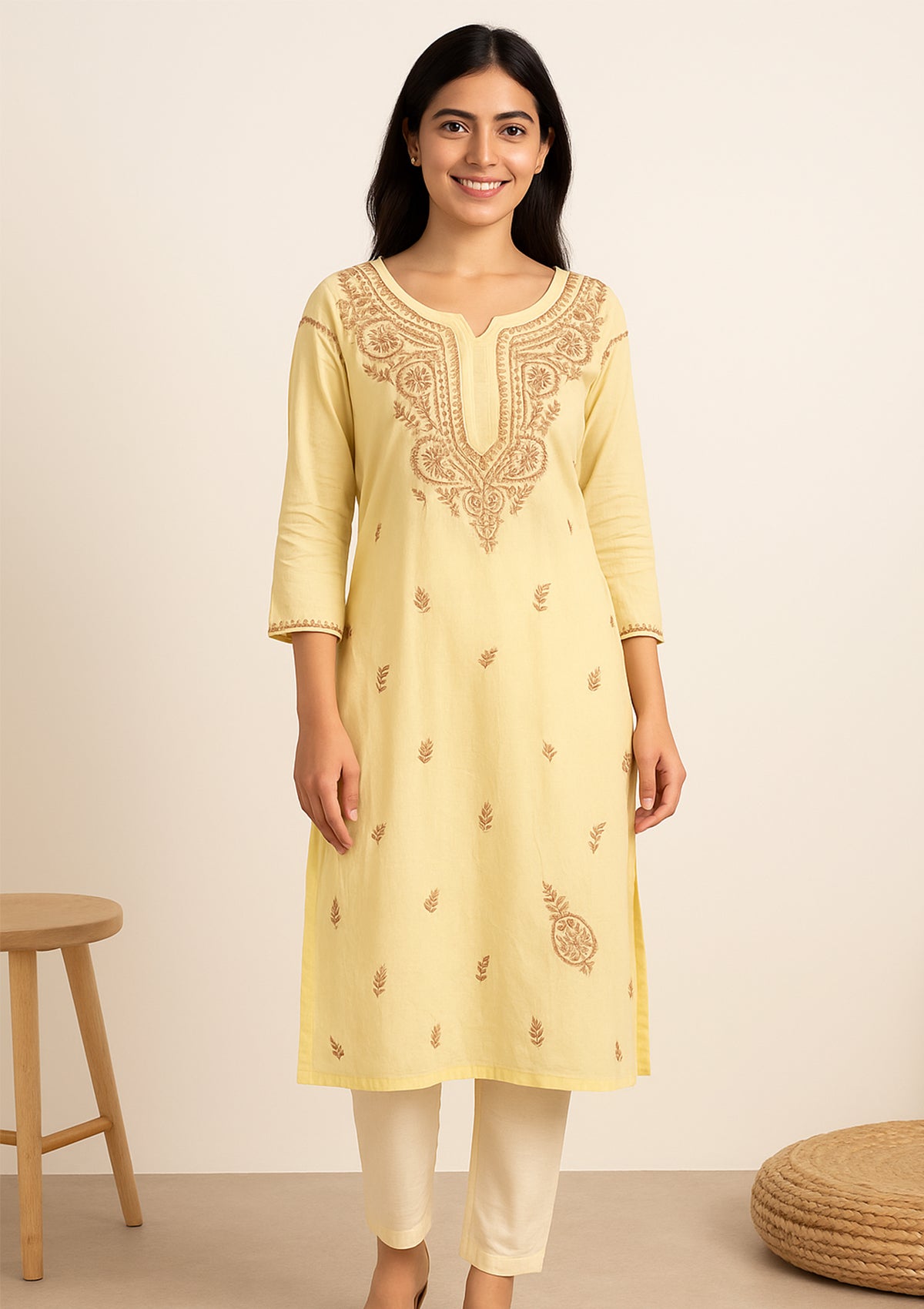 ClothingSutra Elegant Yellow Rayon Kurti with Intricate Embroidery 40