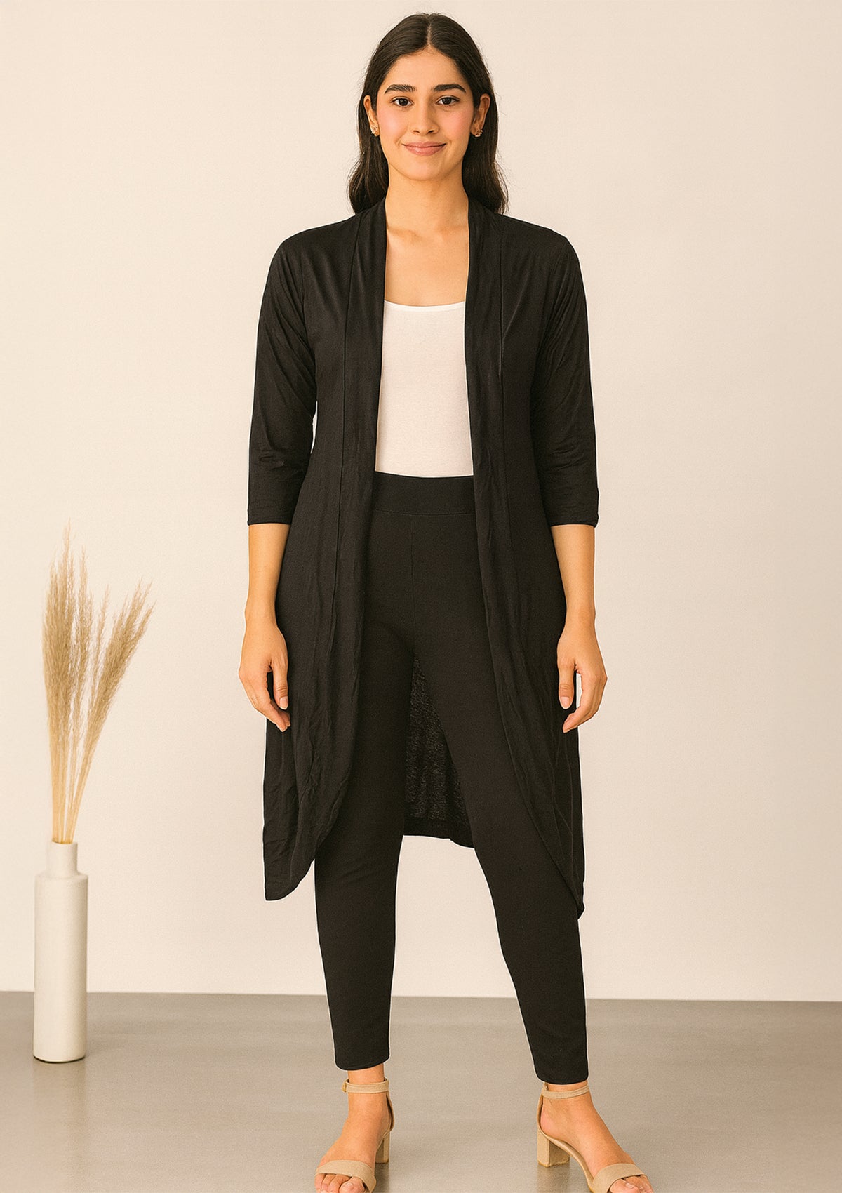 Women’s Black XXL Shrug – Longline Casual Layering Shrug