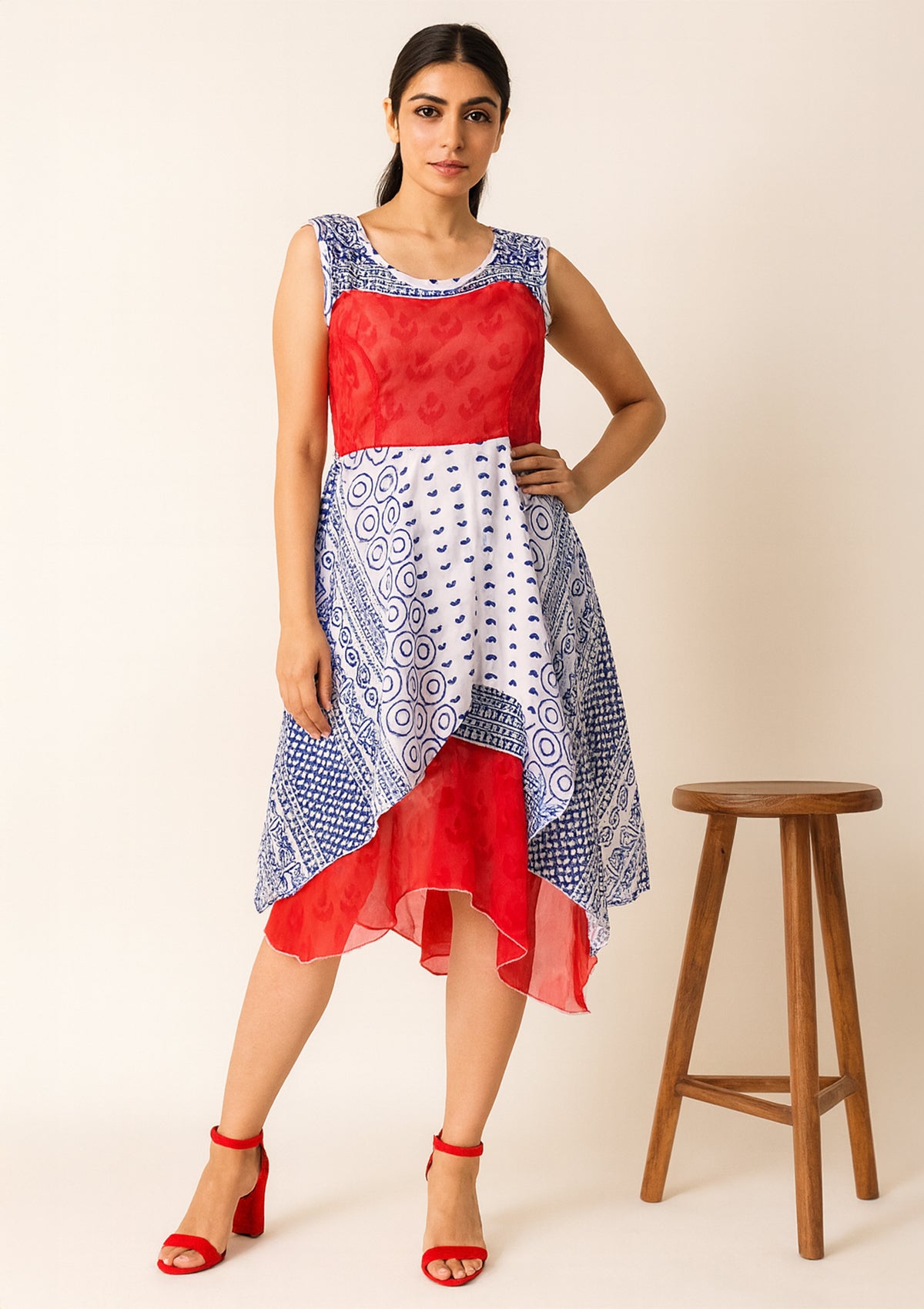 Women’s Georgette C Cut Asymmetrical Short Dress