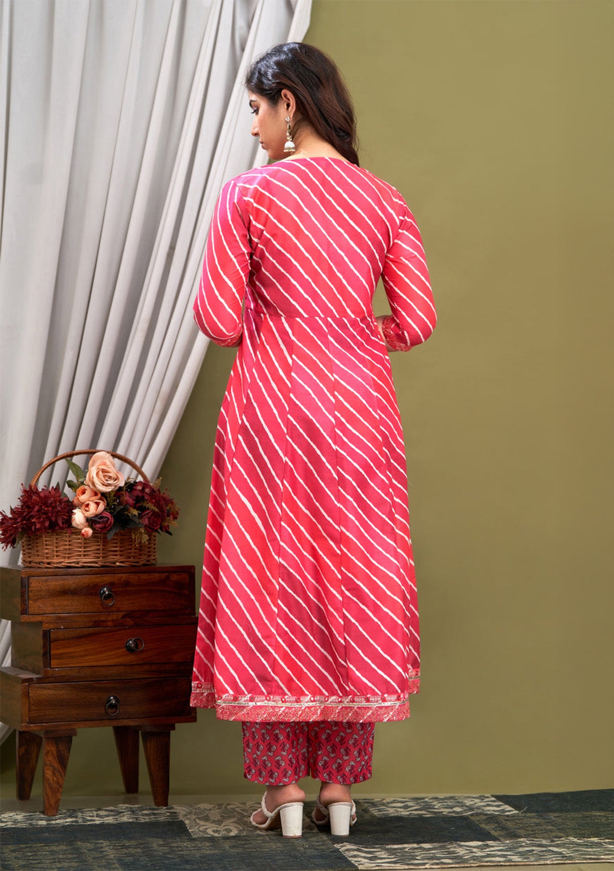 Pink Masleen Stitched Suit/Kurti Set with Embroidered Neckline