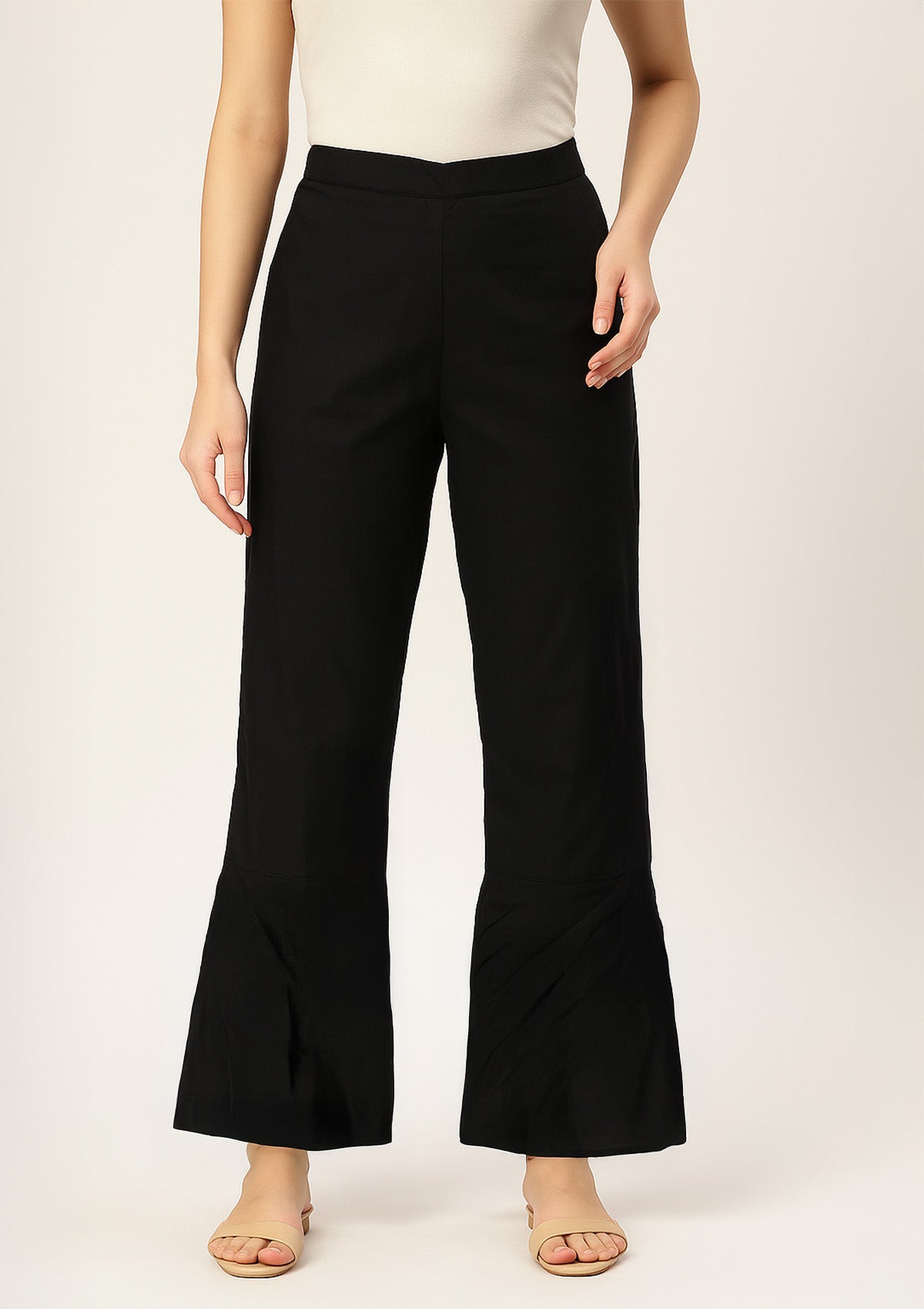 Women’s Black Designer Rayon Palazzo Pants – Trendy Palazzo