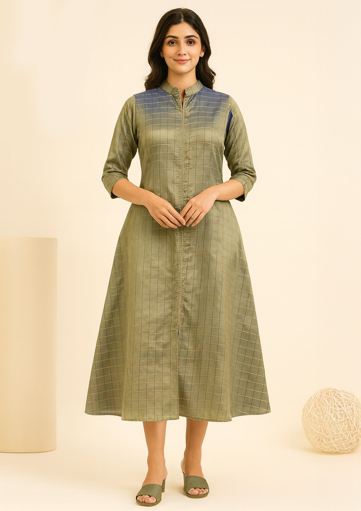 Silk Dual-Shade Ankle Length One Piece Gown - XXL