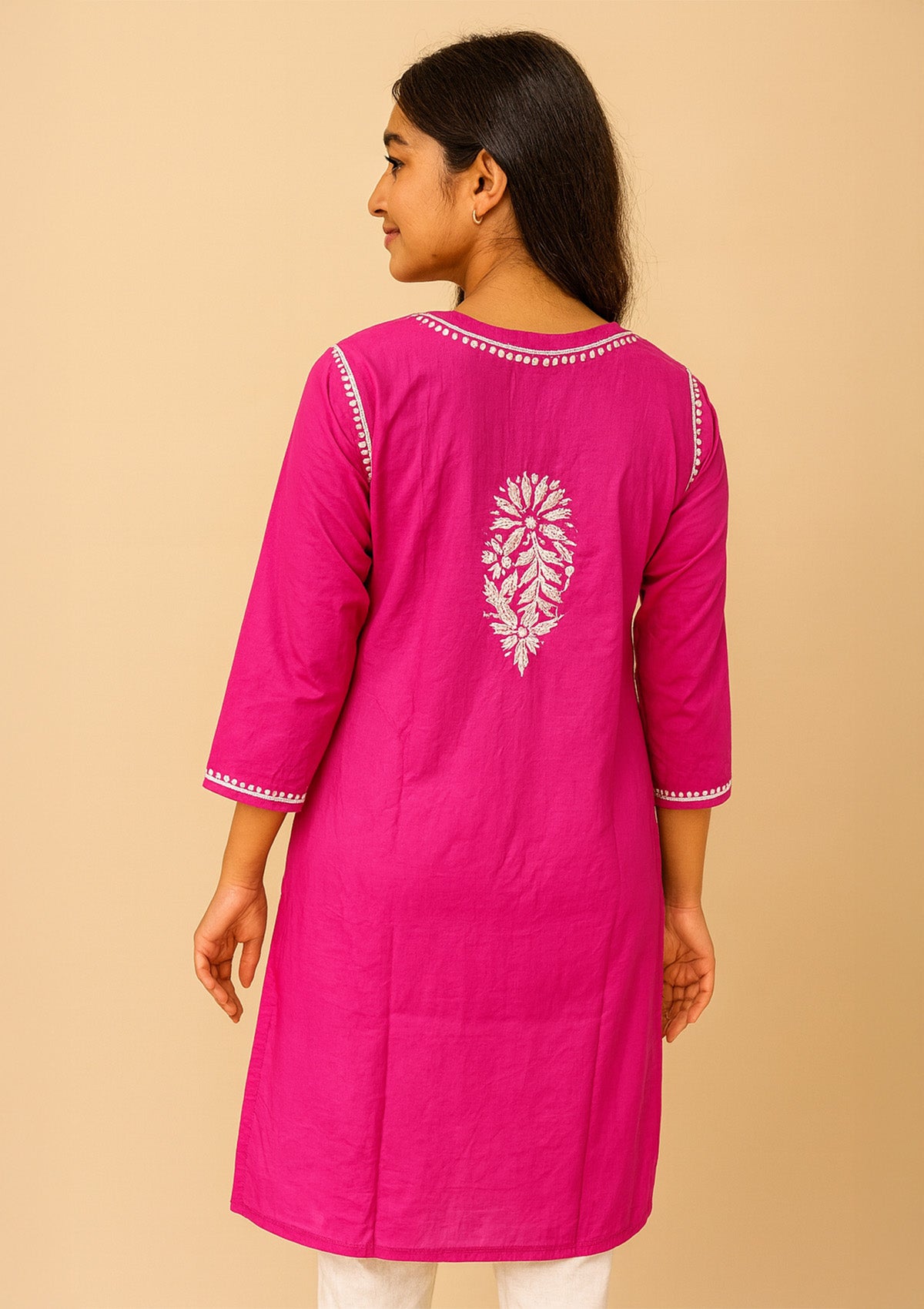 ClothingSutra Chikankari Solid Women’s Long Kurta