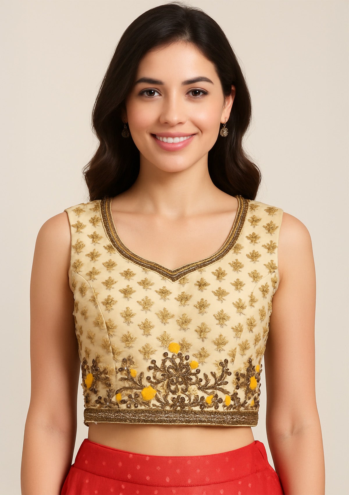 Elegant Tafta Silk Crop Top and Red Skirt Set for Festive & Wedding Wear