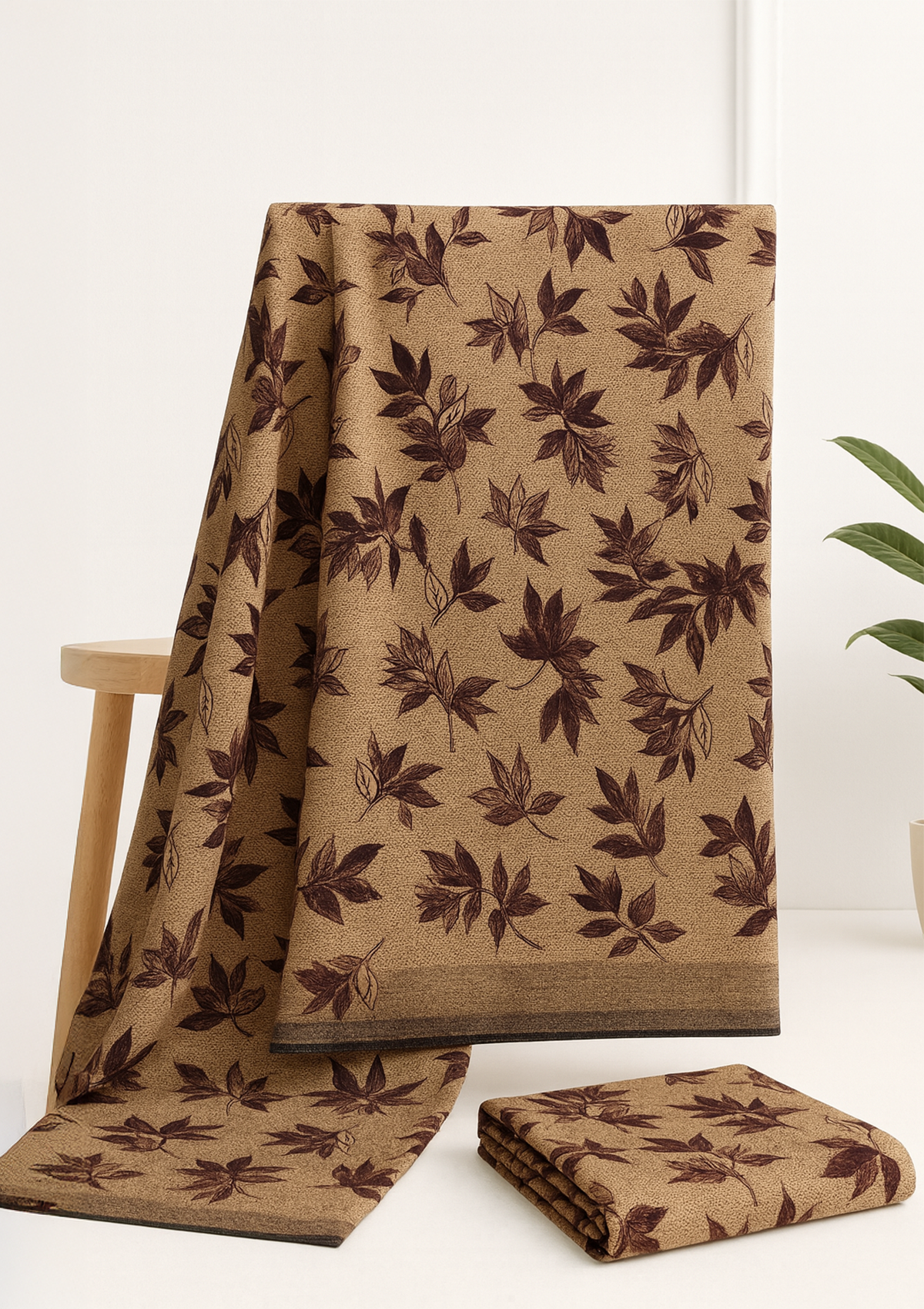 Unstitched Winter Suit Set (No Stole) – Coffee Beige