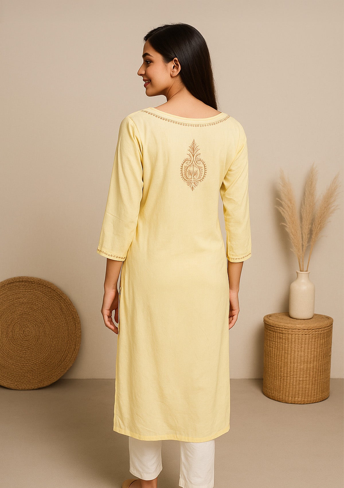 ClothingSutra Elegant Yellow Rayon Kurti with Intricate Embroidery