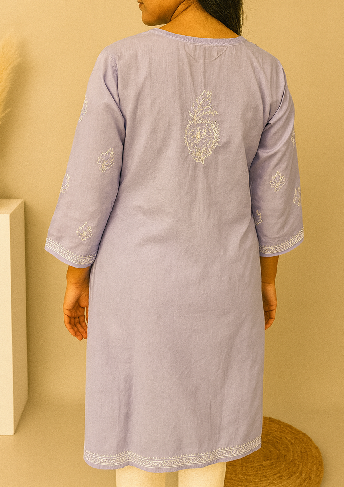 Chikankari Cotton Women’s Kurta – Lavender