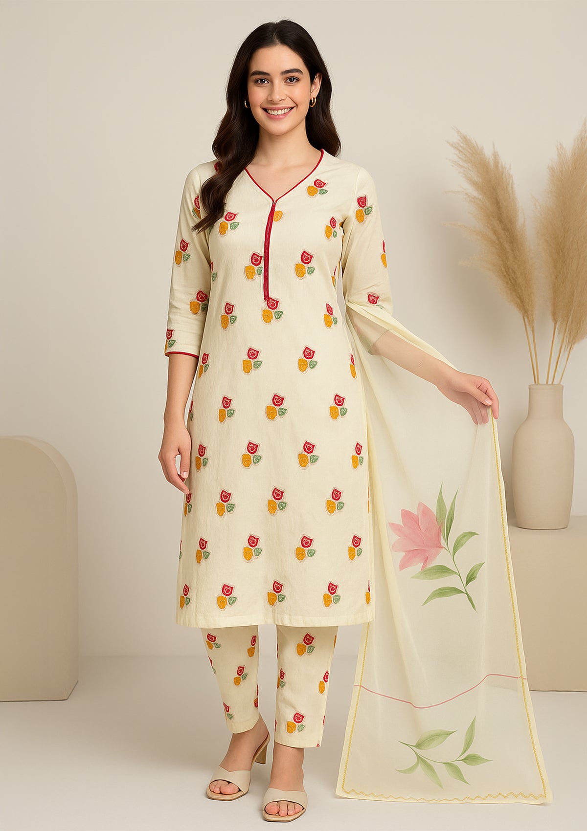Elegant Off White Muslin Unstitched Suit -  Designer Suit