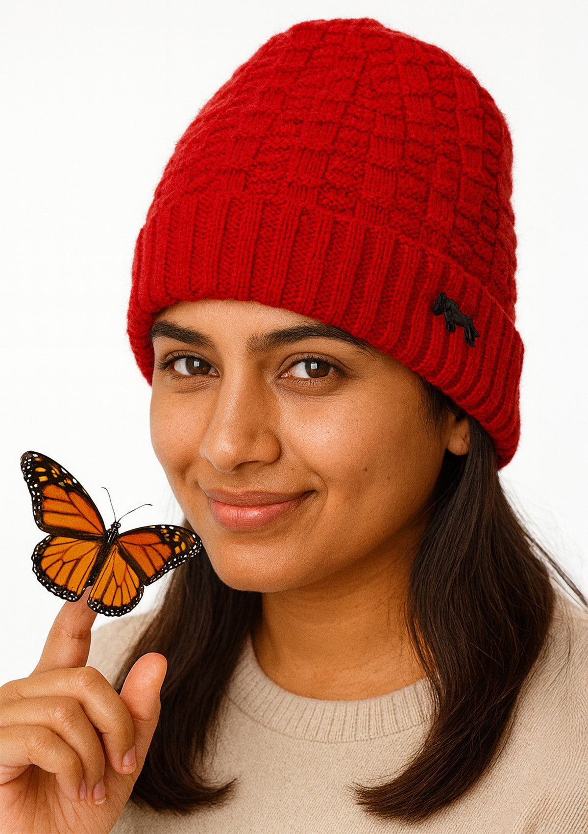 Unisex Red Woolen Winter Cap – Soft Chunky Knit Beanie