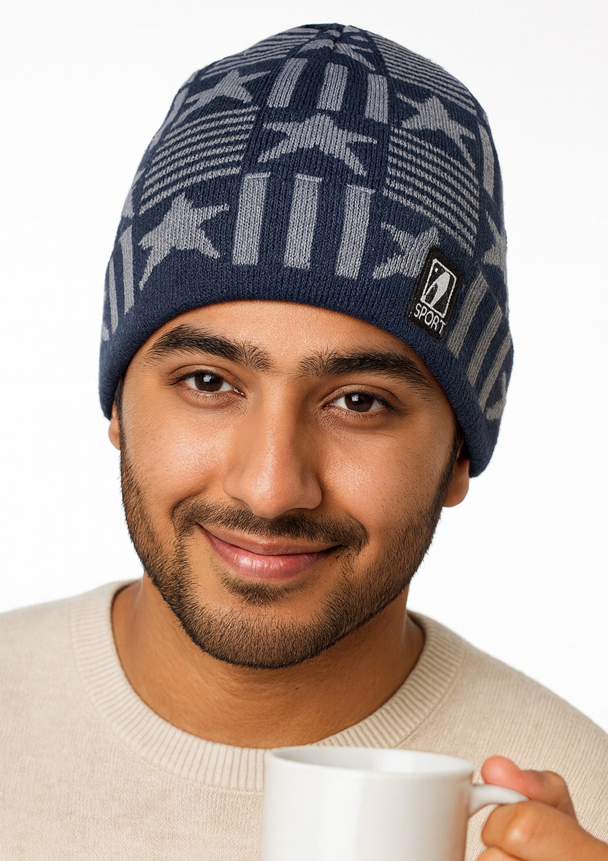 Unisex Woolen Sport Star Stripe Winter Cap – Soft Stretchable