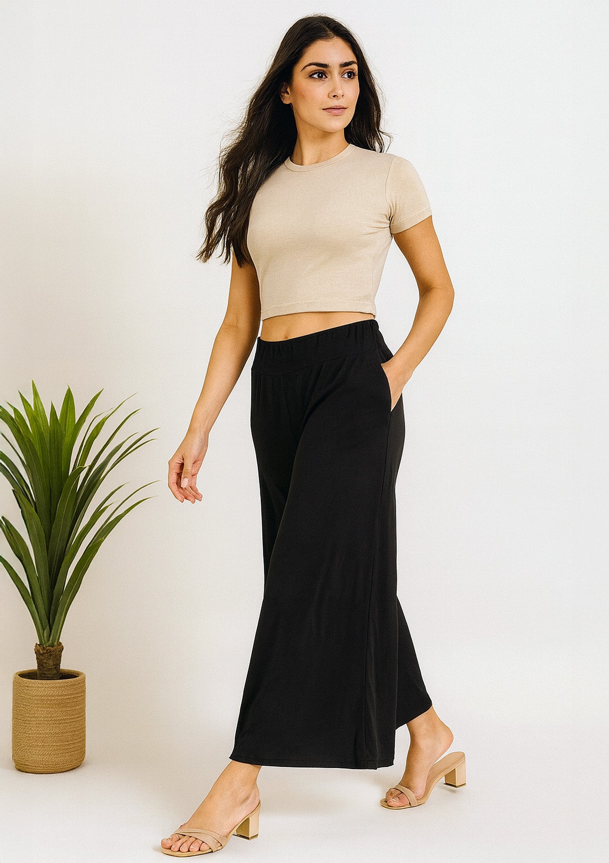 Women’s Black Malai Palazzo – Wide Leg Flared Pants