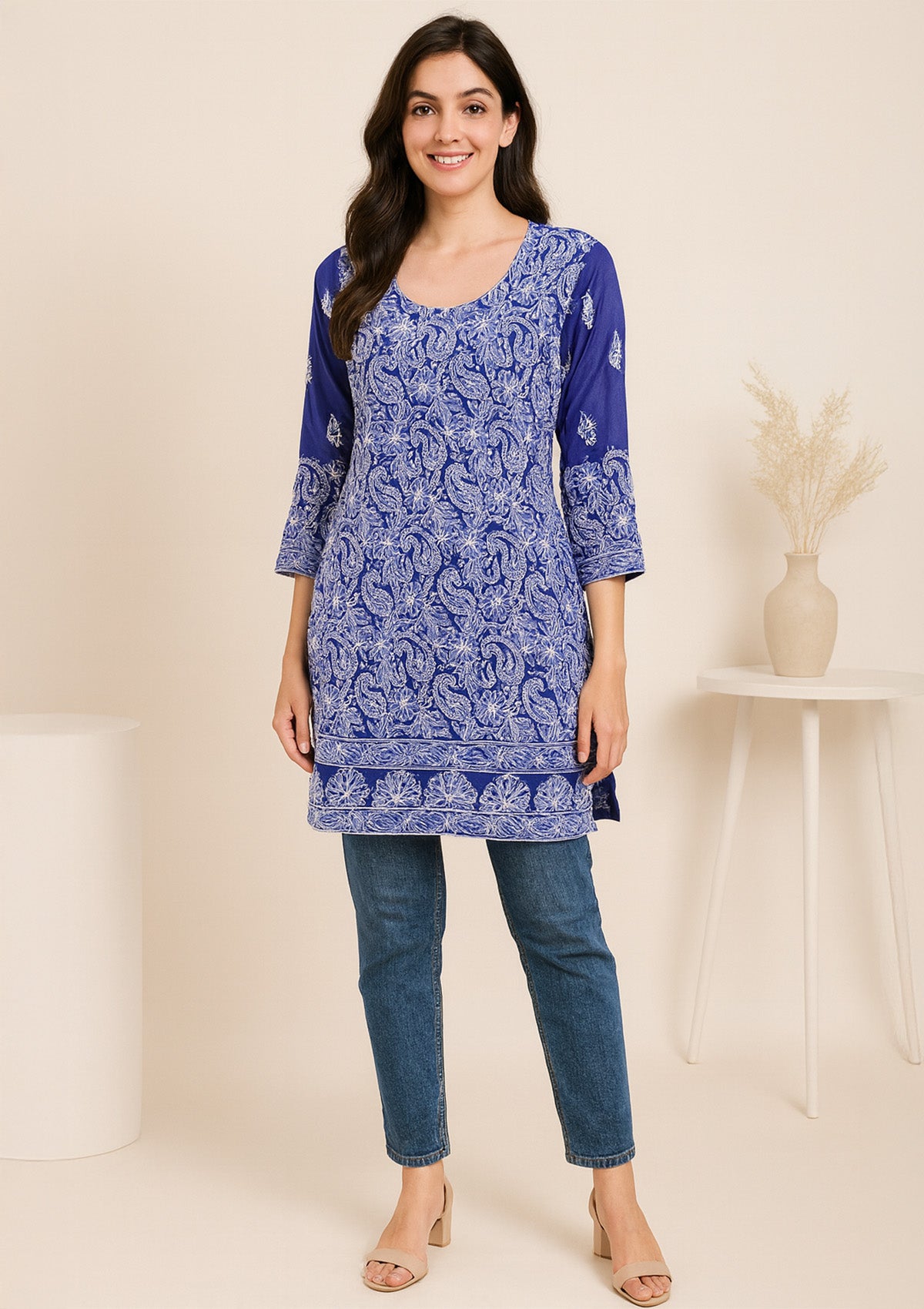 blue georgette chikankari 