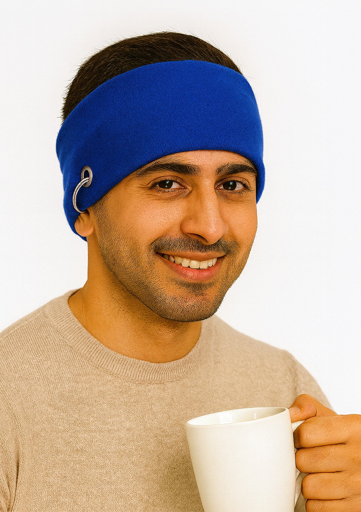 Stretch Headband Set of 3 – Blue, Red & Navy Bands with Metal Ring