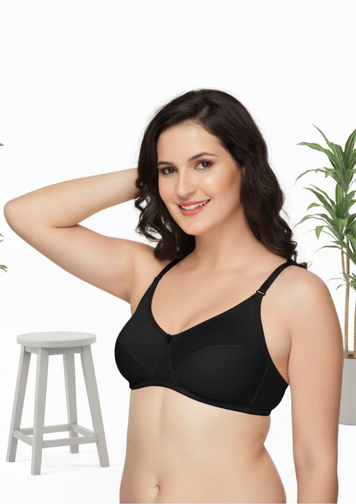 Alishan Hosiery Black Bra - Everyday Comfort
