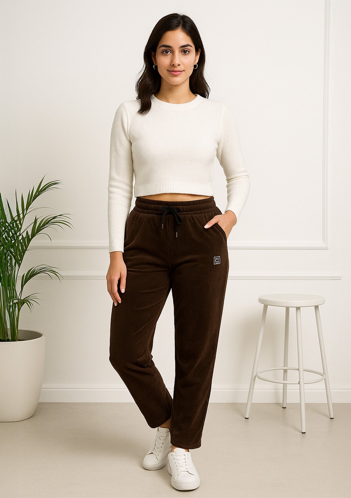 Brown Warm Corduroy Pants – Soft Fleece Lined Winter Bottoms