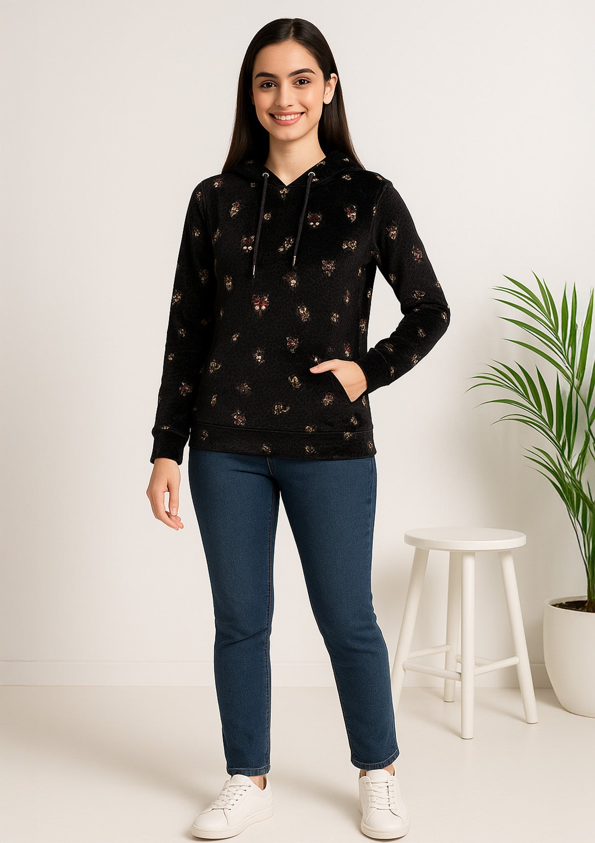 Premium Black Butterfly Hoodie – Ultra Soft Velvet