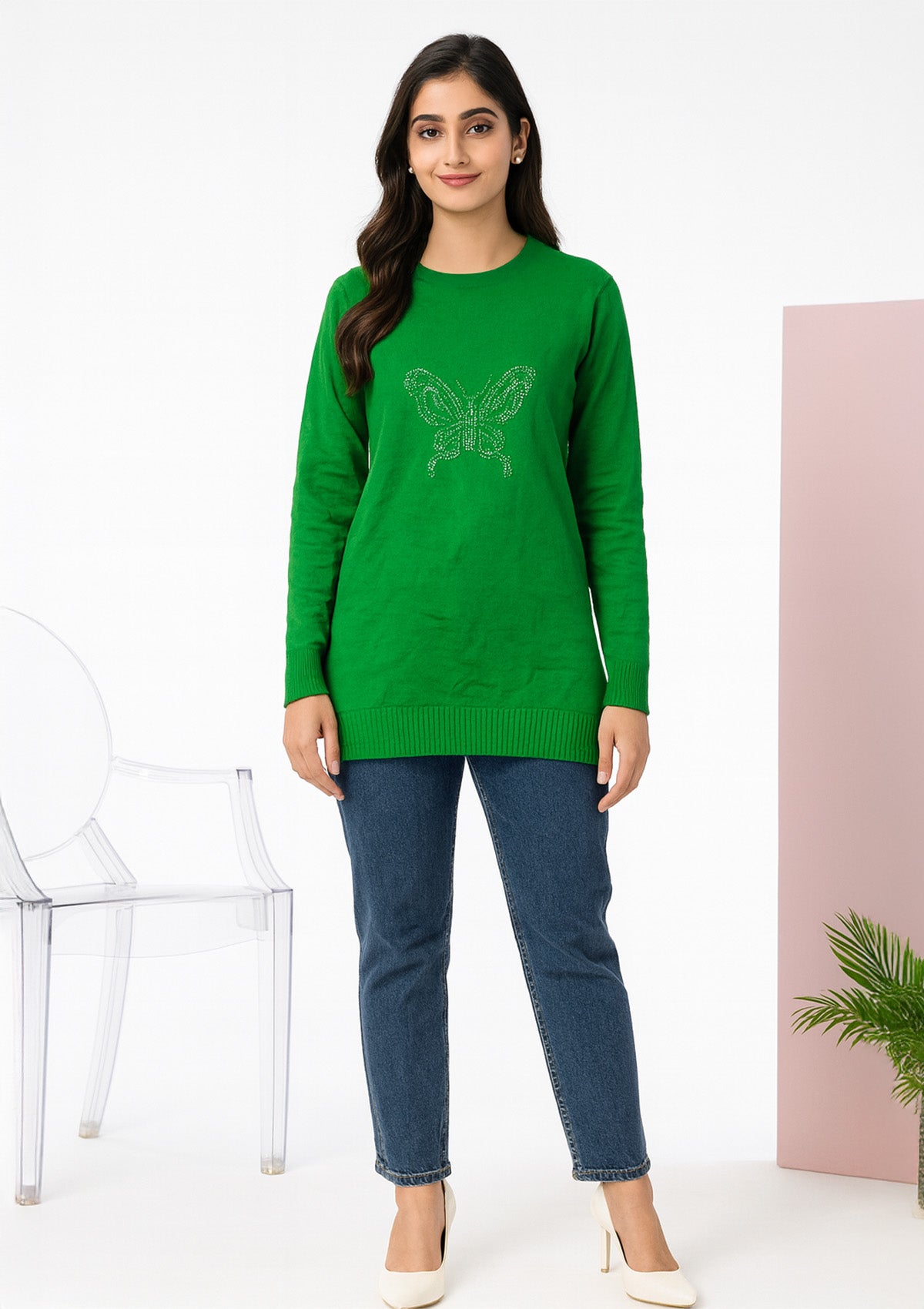 Green Premium Woolen Top for Women – Soft Knit Pullover