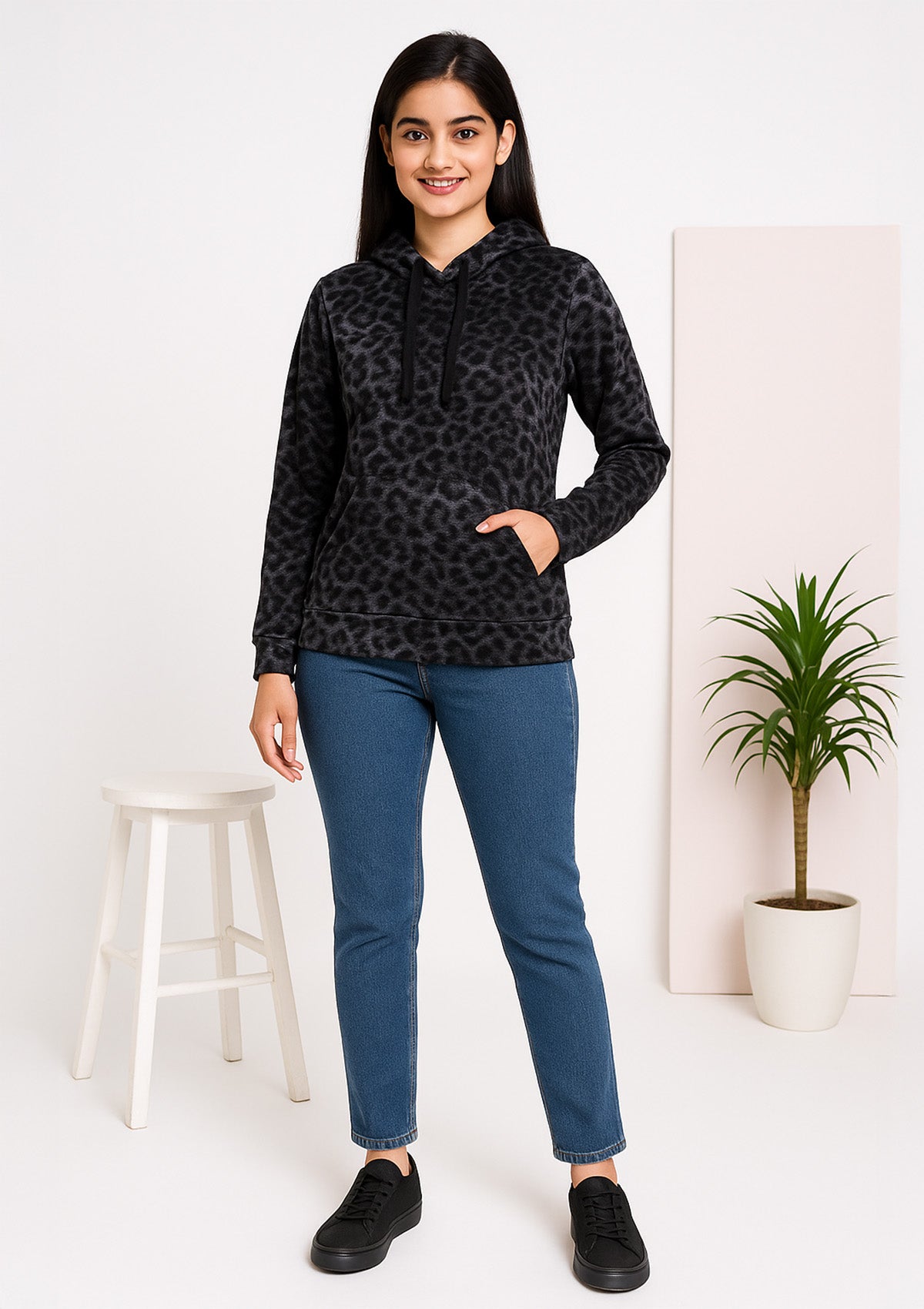 Velvet Leopard Hoodie – Ultra Soft Plush with Animal Print