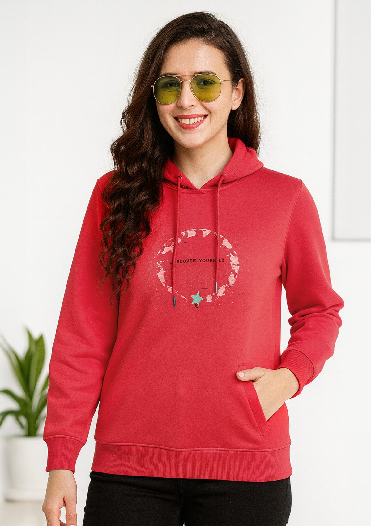Coral Pink Premium Graphic Hoodie – Soft Fleece Pullover