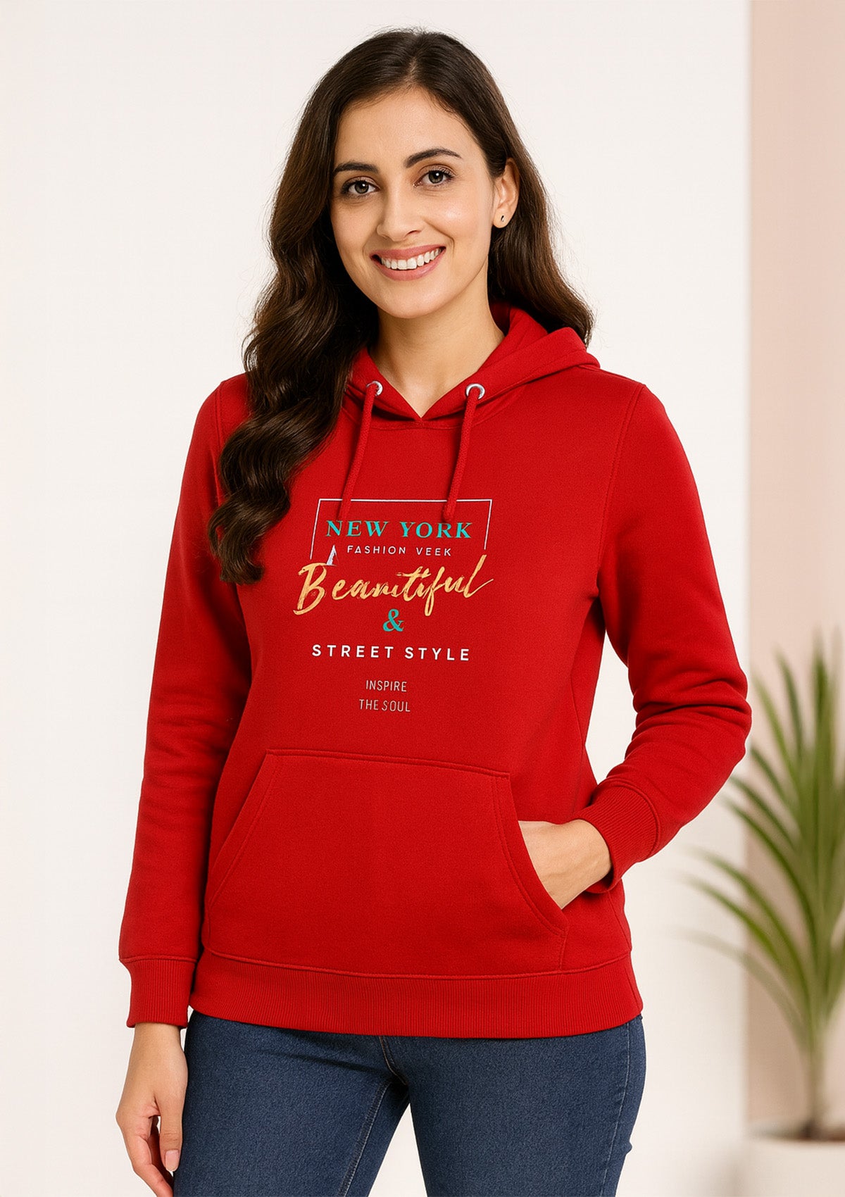 Premium Red Graphic Hoodie – Soft Fleece Pullover