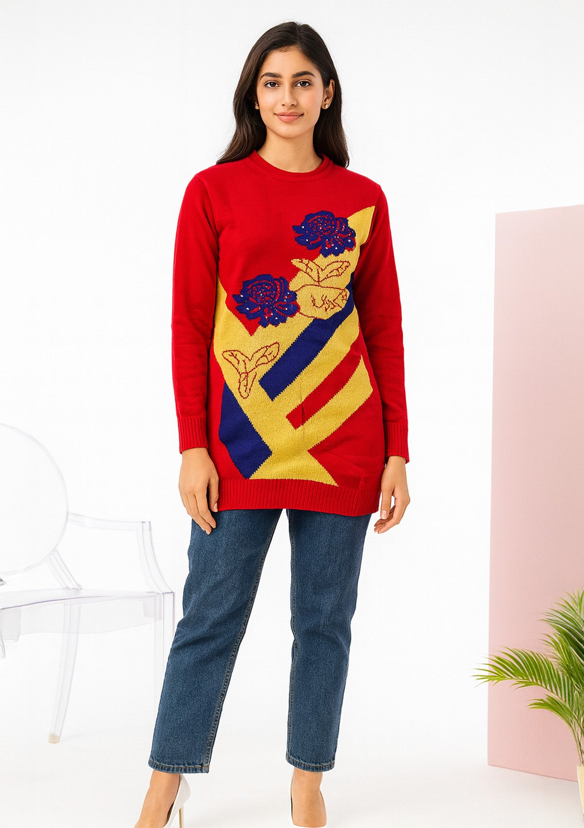 Red Premium Woolen Top for Women – Soft Knit Pullover