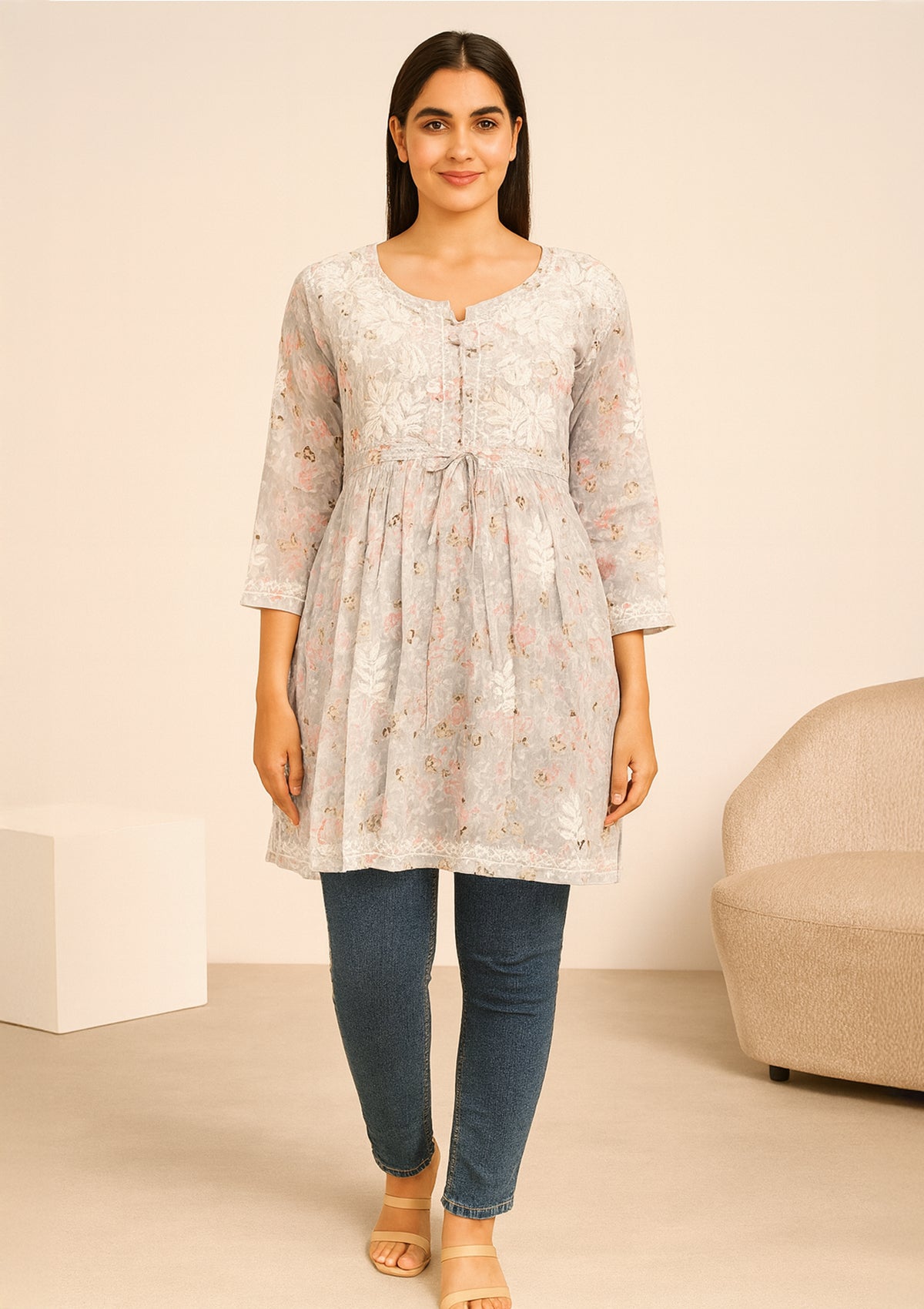 ClothingSutra Short Length Cotton Kurti with Chikankari Embroidery 46