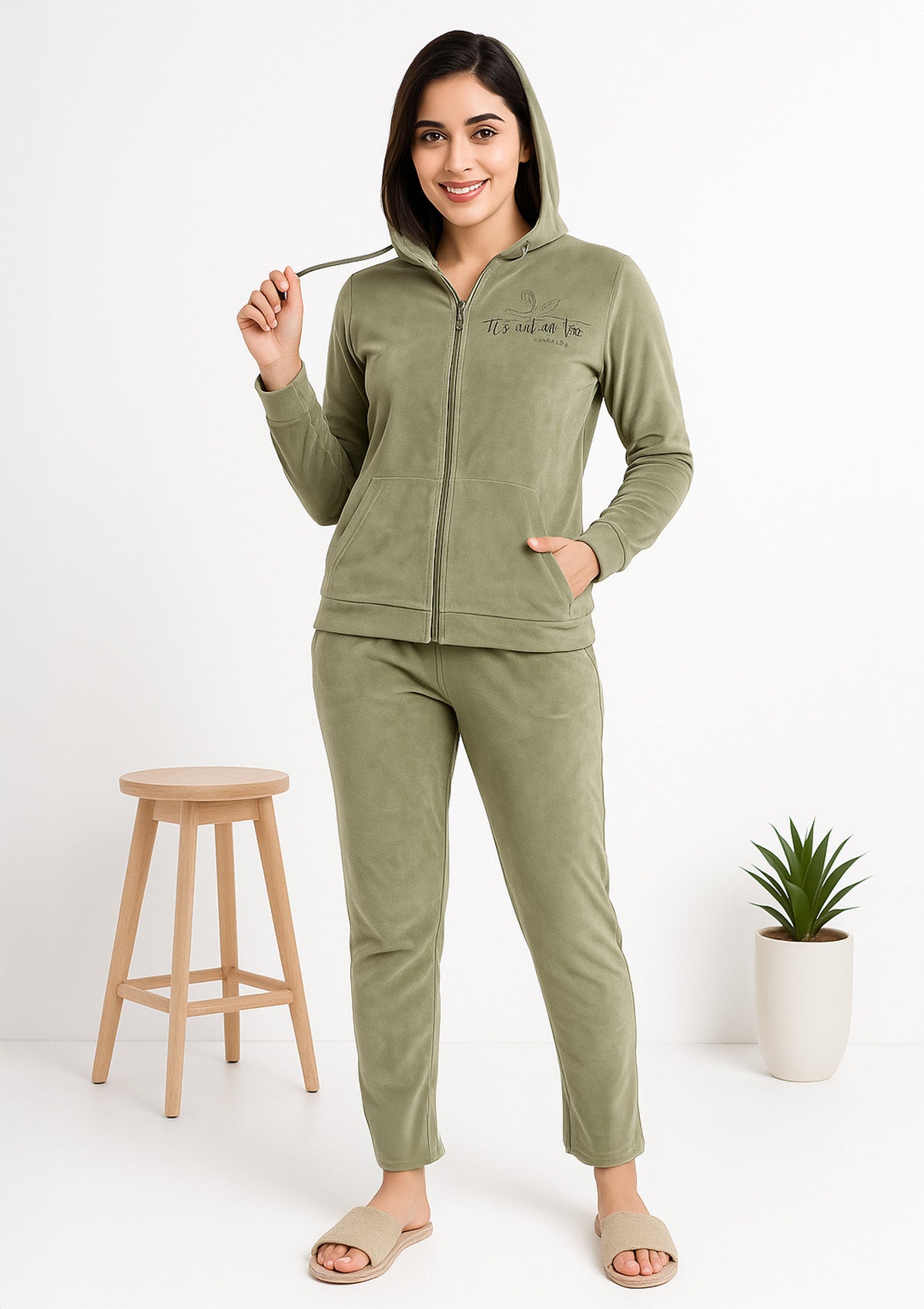 Velvet Tracksuit for Women – Autumn Time Hoodie Jogger Set