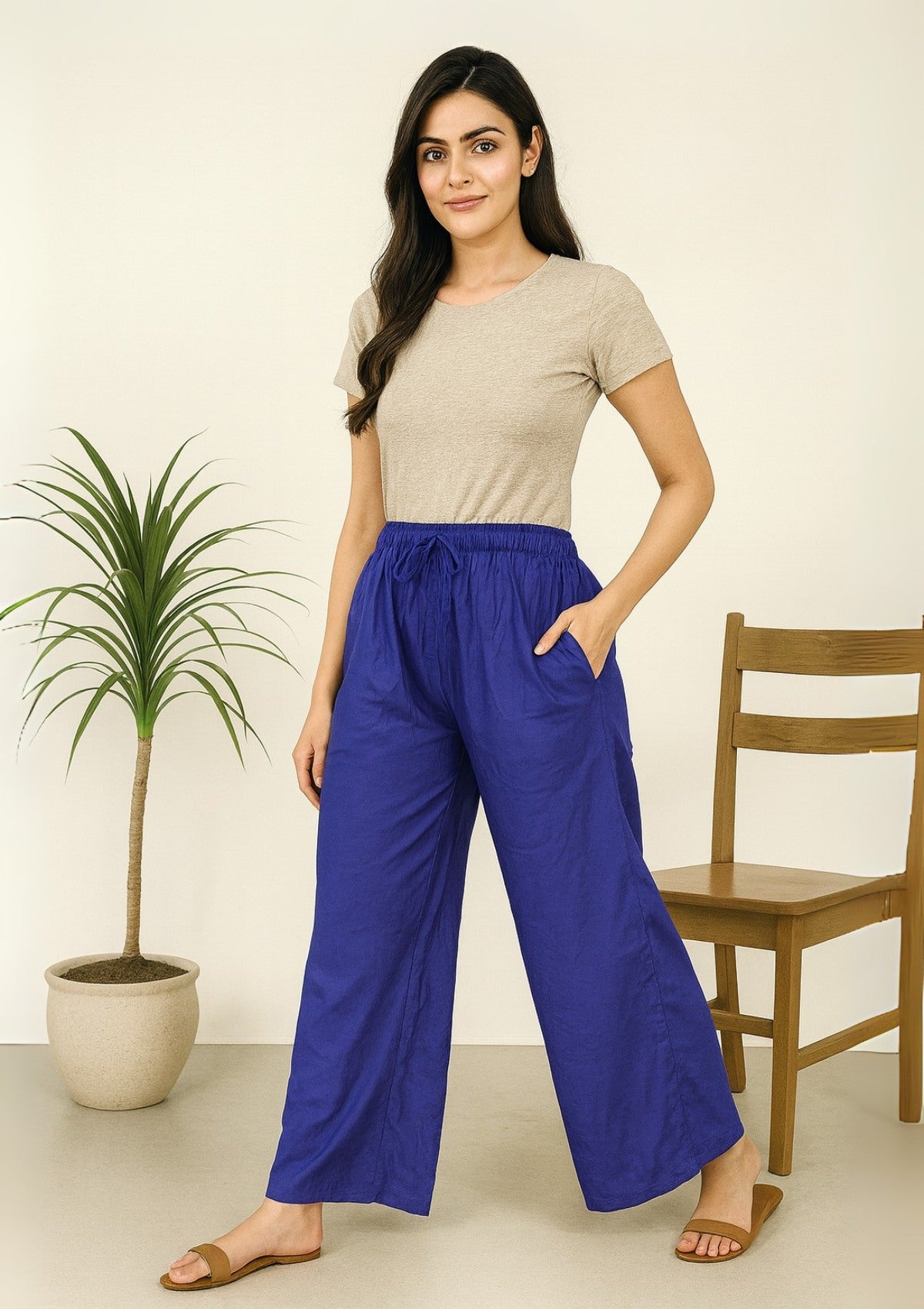 Women’s Violet Rayon Palazzo – Flared Palazzo Pants