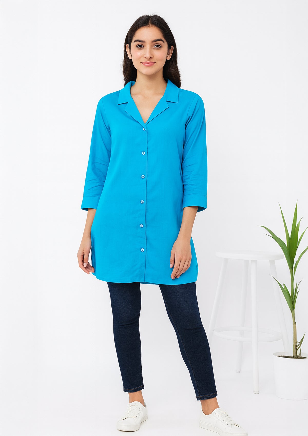 Sky Blue Cotton Kurta – Button Down with Classic Collar