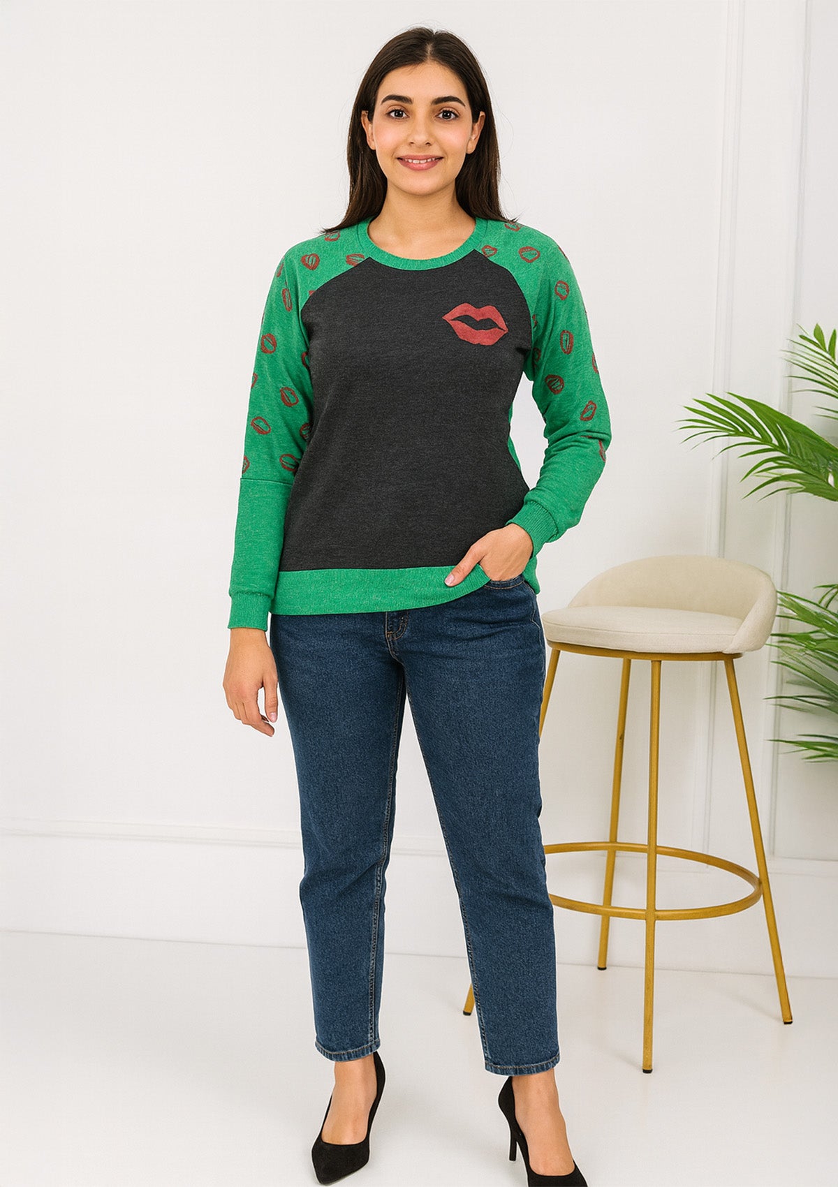 Premium Winter Sweatshirt for Women – Raglan Crew Neck