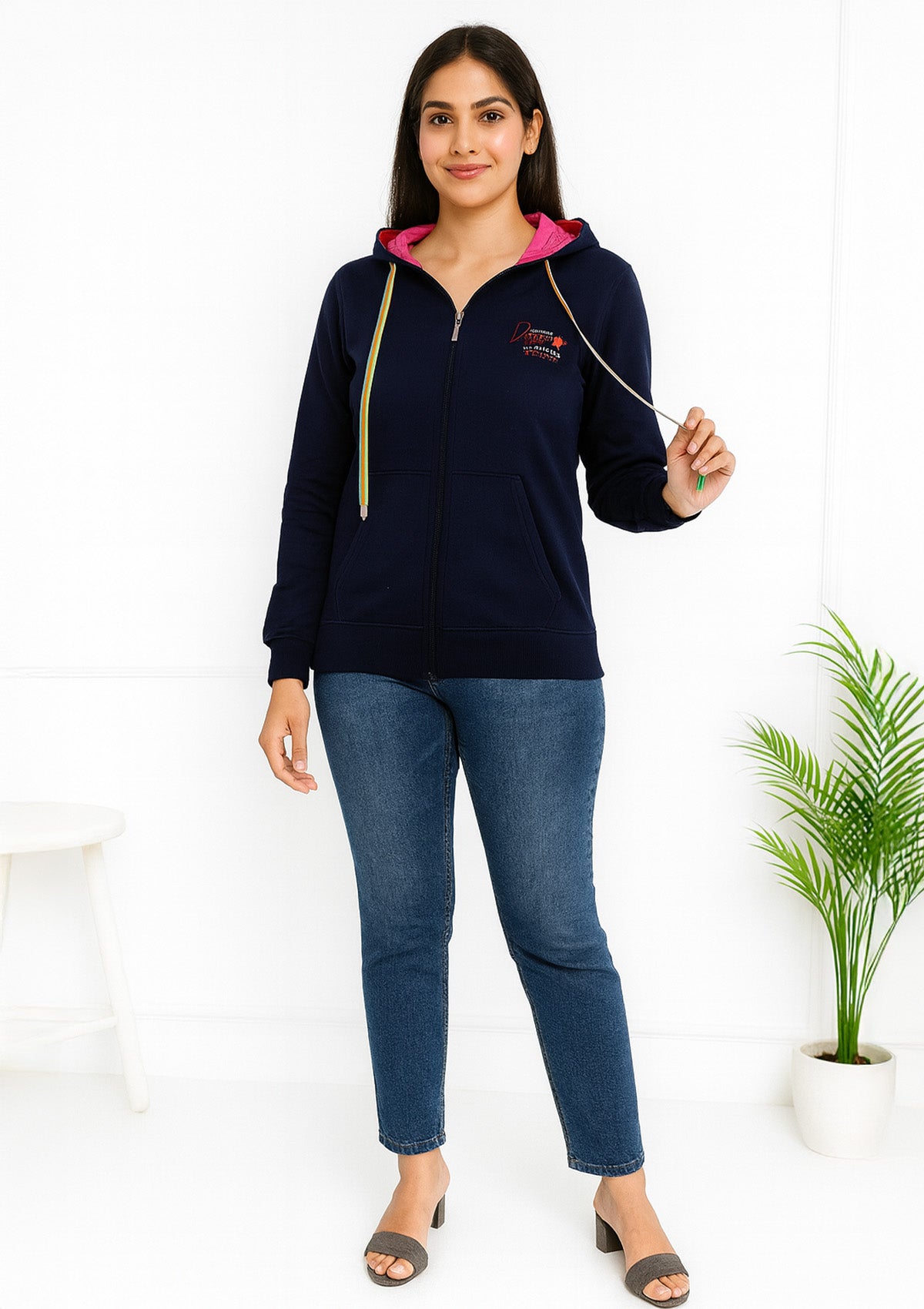 Premium Fleece Zip Hoodie - Navy Lounge Layer