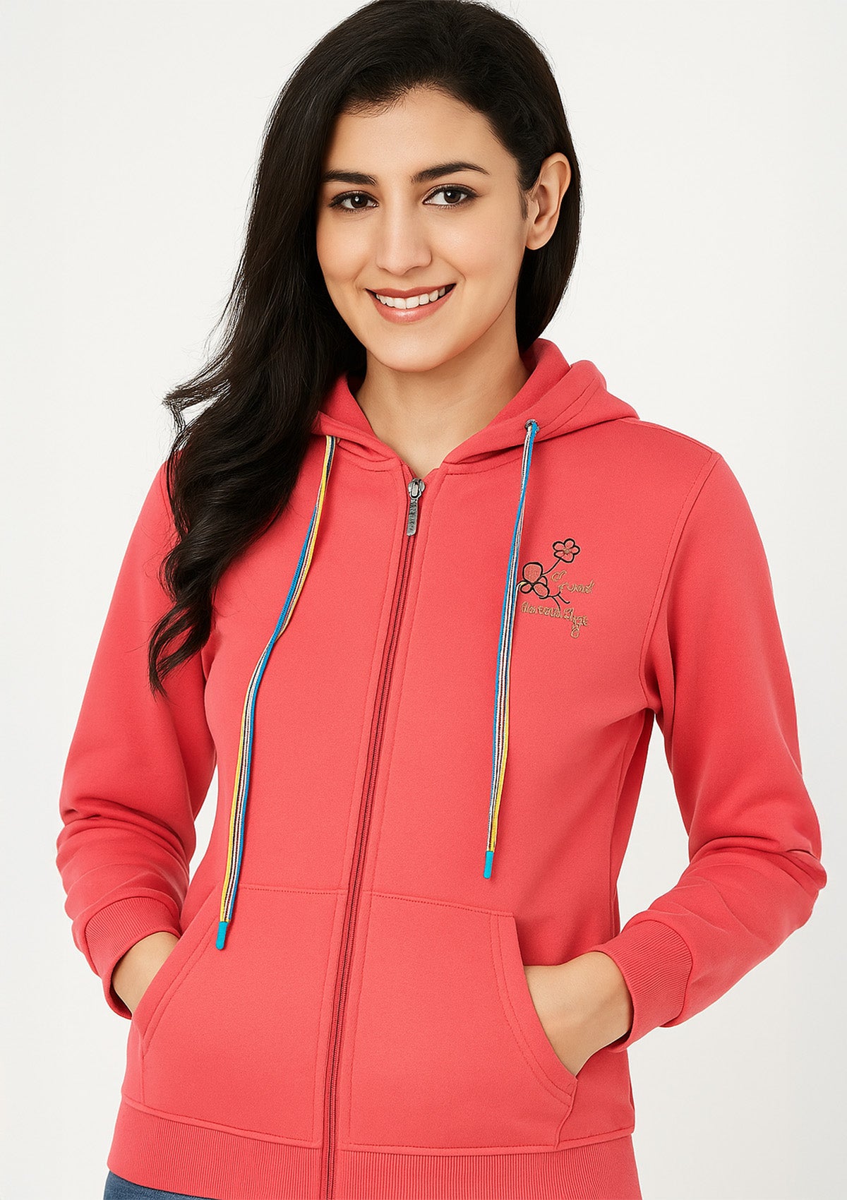 Premium Pink Fleece Zip Hoodie – Soft Brushed Feel